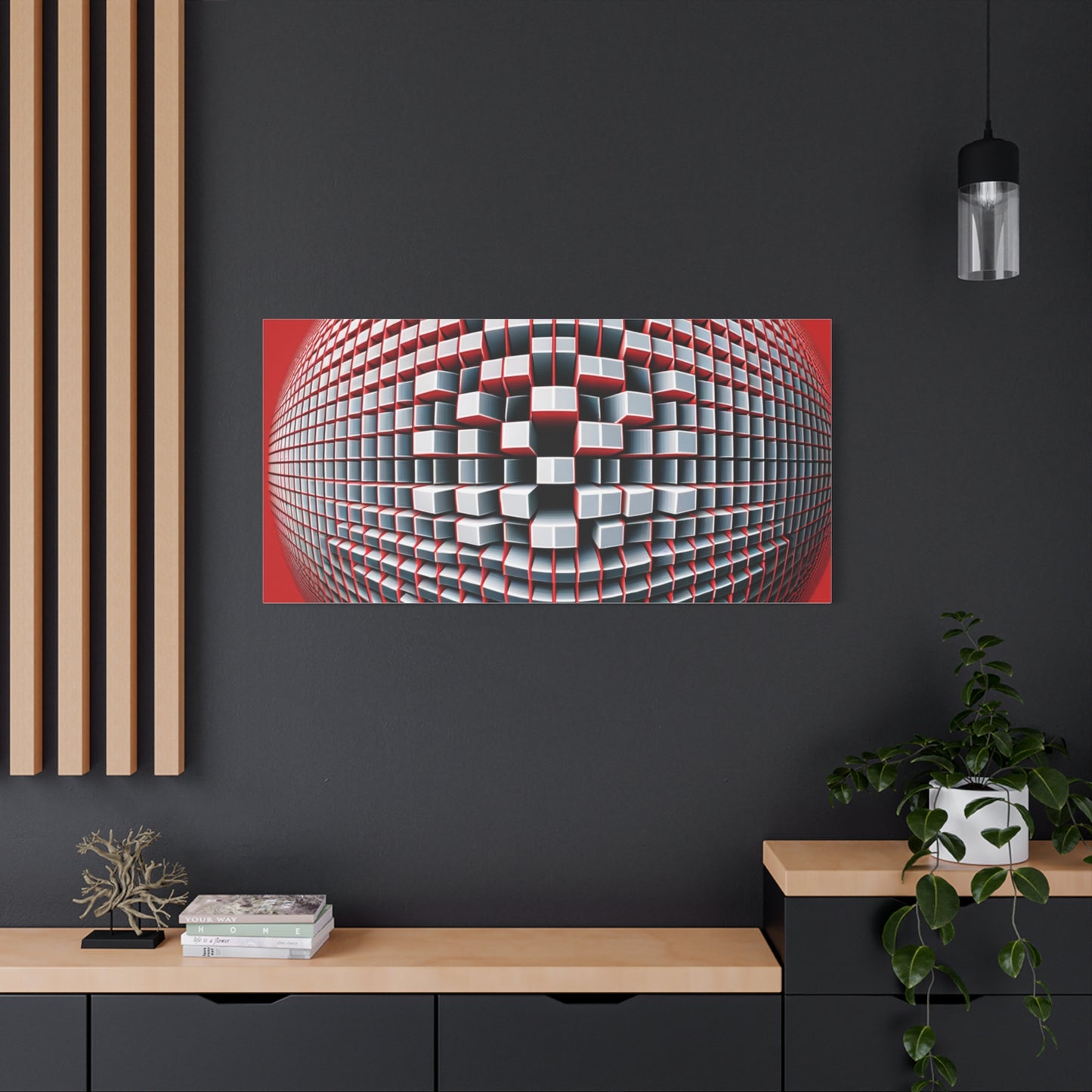 Red Geometric Sphere - Matte Canvas, Stretched, 1.25"