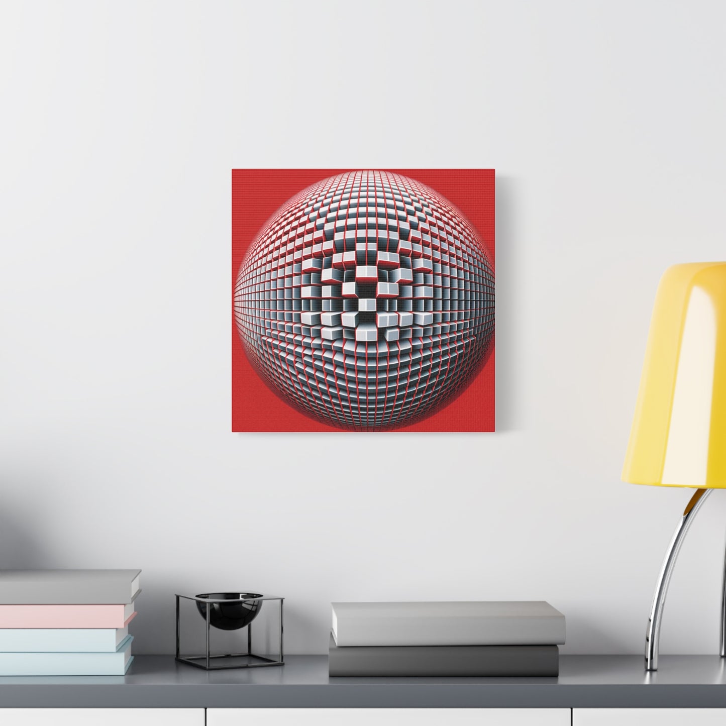 Red Geometric Sphere - Matte Canvas, Stretched, 1.25"