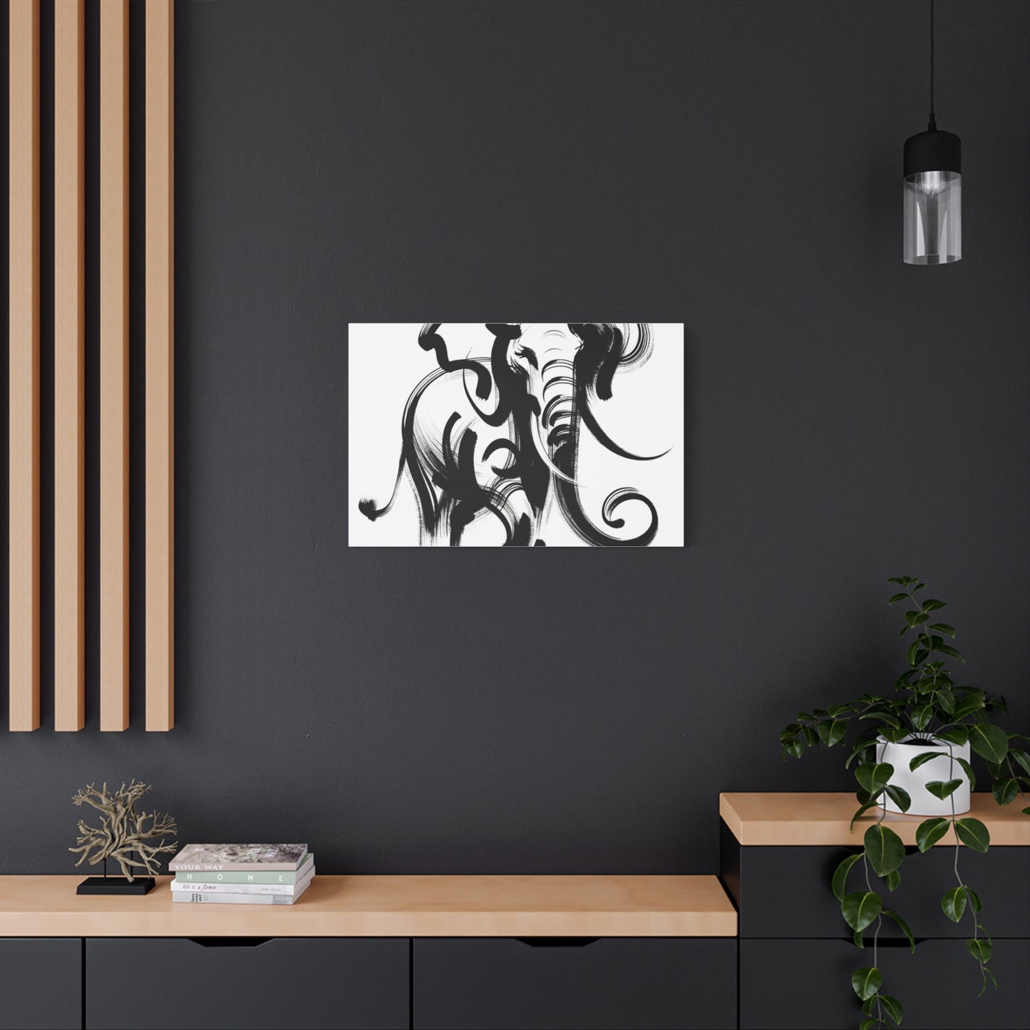 Elephant Ink Art - Matte Canvas, Stretched, 1.25"