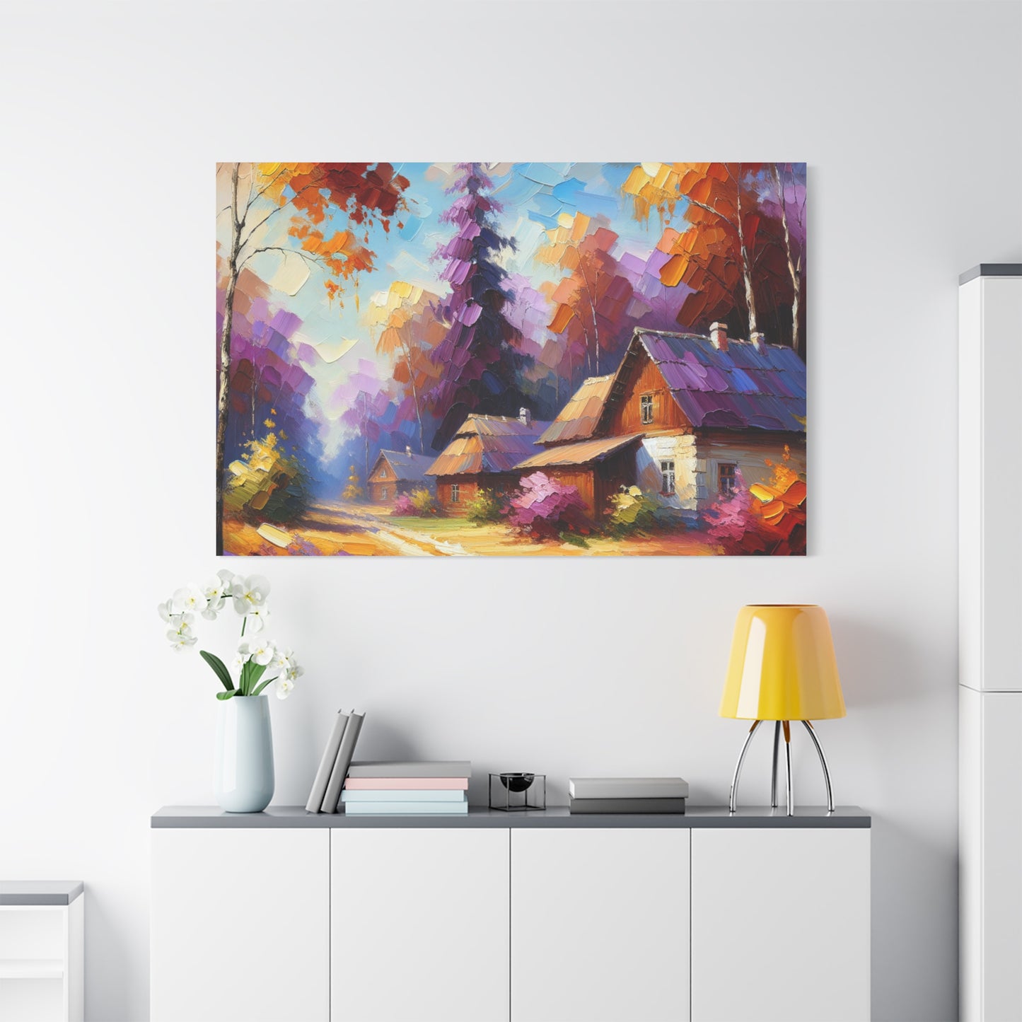 Autumn Cottage Scene - Matte Canvas, Stretched, 1.25"