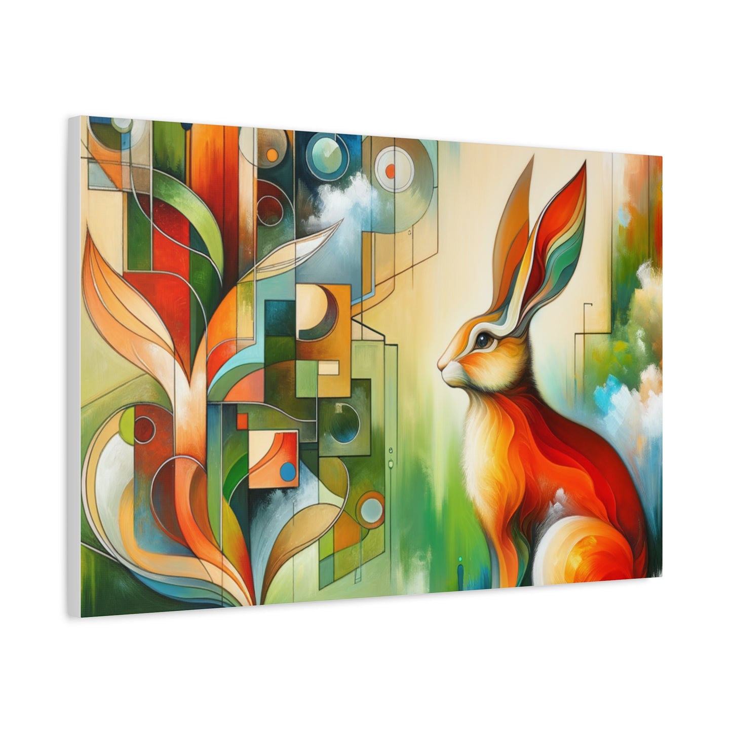 Geometric Rabbit Art - Matte Canvas, Stretched, 1.25"