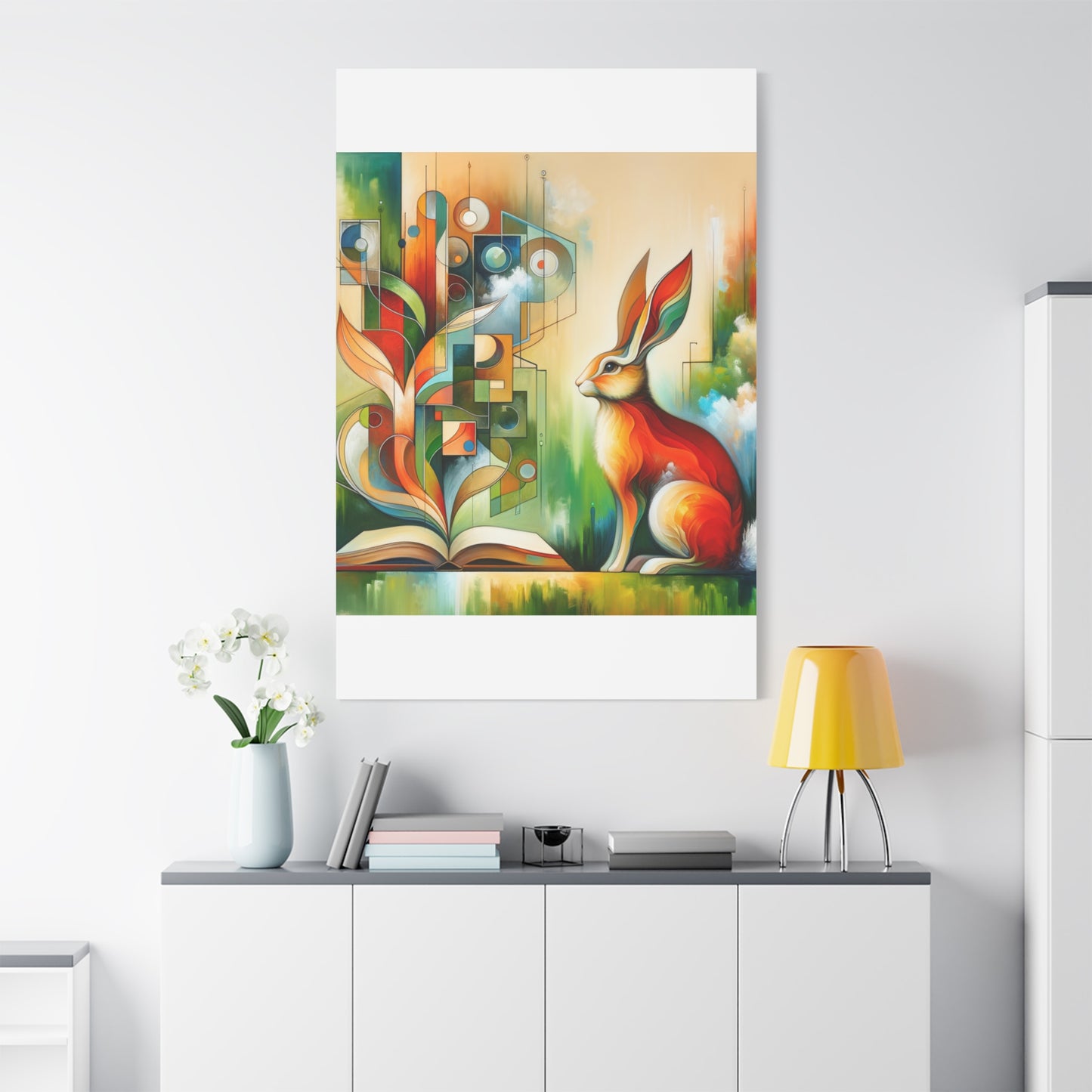 Geometric Rabbit Art - Matte Canvas, Stretched, 1.25"