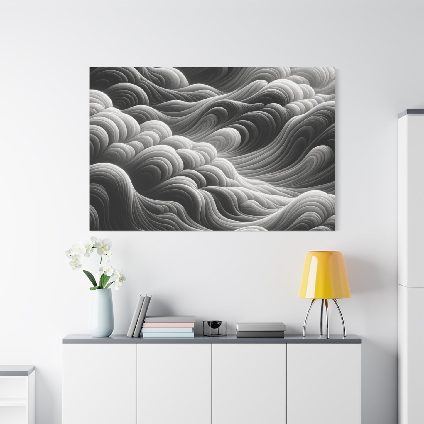 Monochrome Waves - Matte Canvas, Stretched, 1.25"