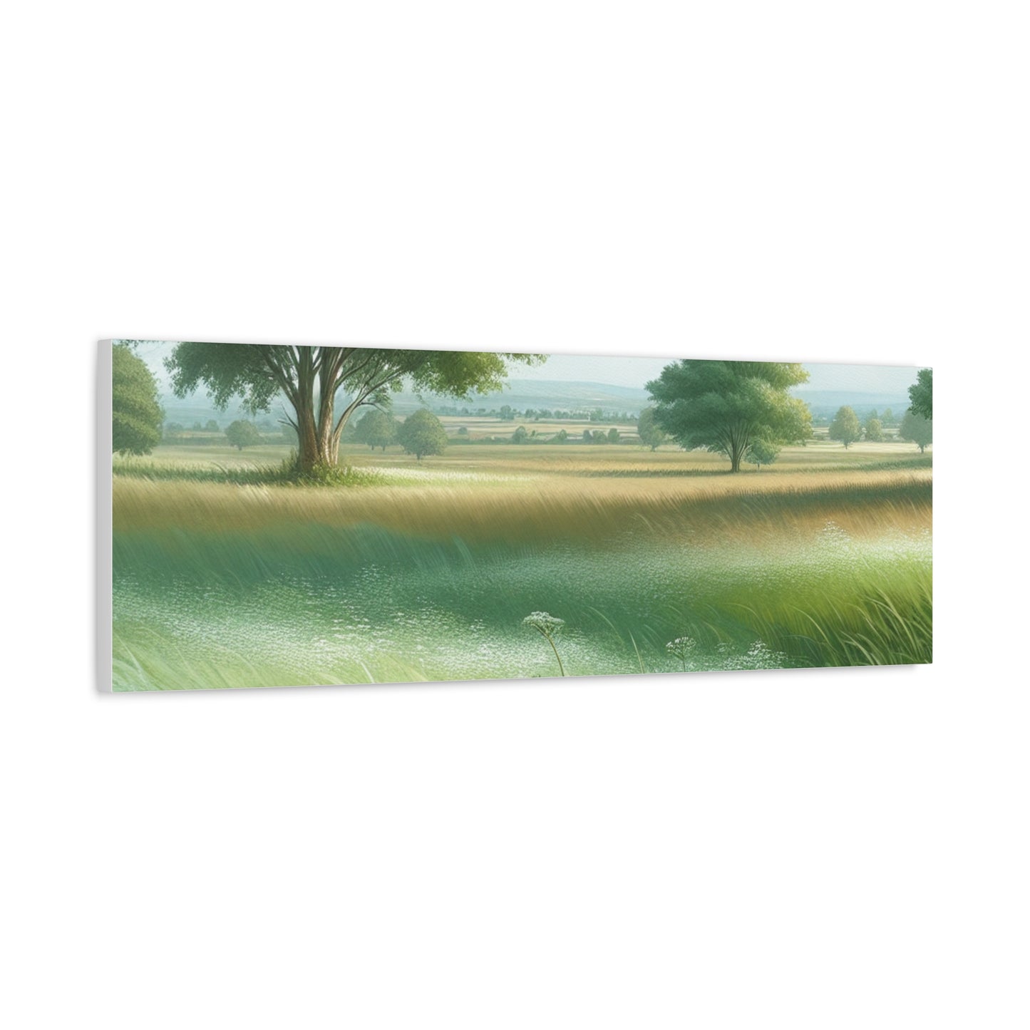 Matte Canvas, Stretched, 1.25" - Serene Green Landscape Painting