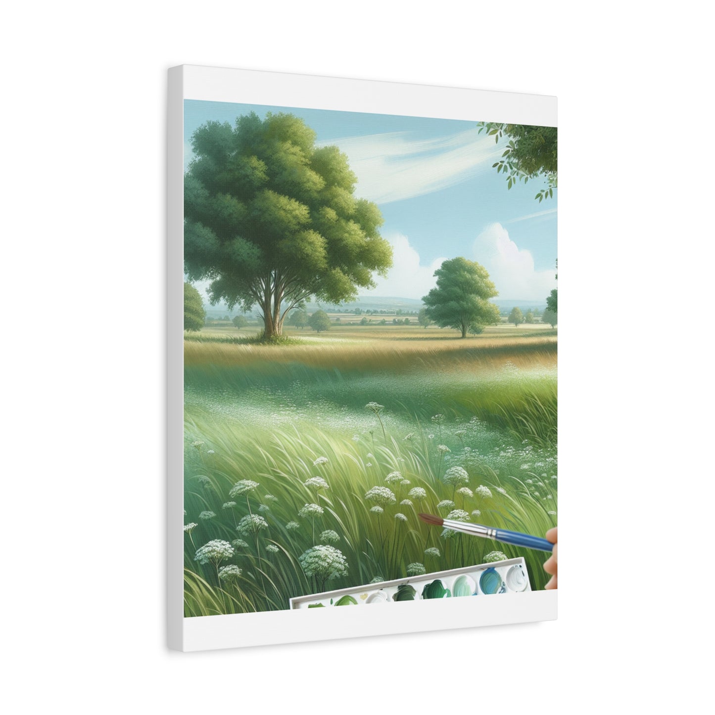 Matte Canvas, Stretched, 1.25" - Serene Green Landscape Painting