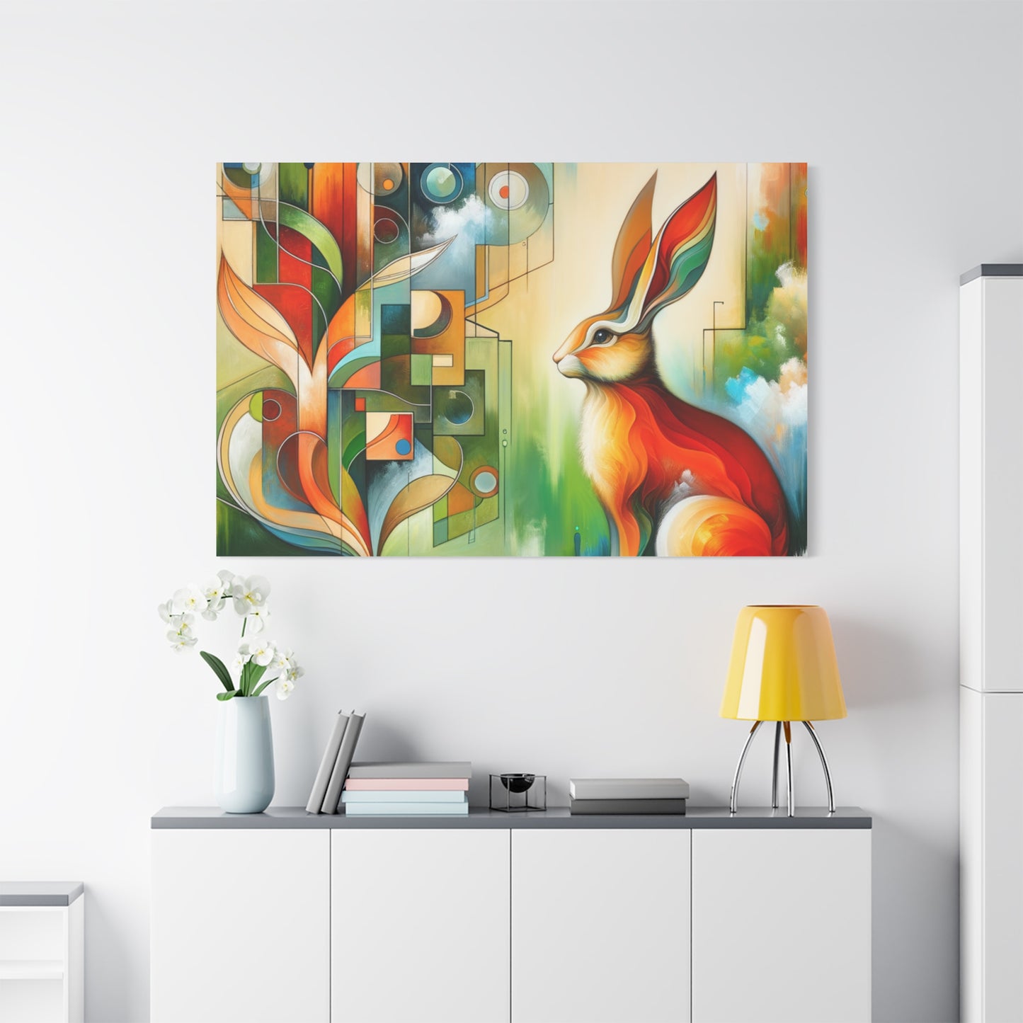 Geometric Rabbit Art - Matte Canvas, Stretched, 1.25"