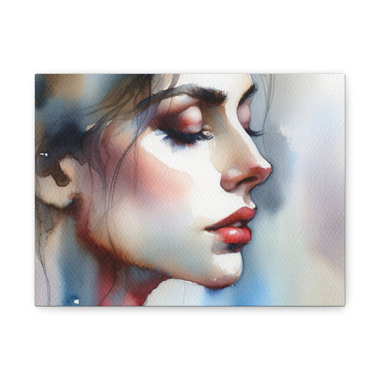 Matte Canvas 1.25" Stretched - Serene Watercolor Portrait