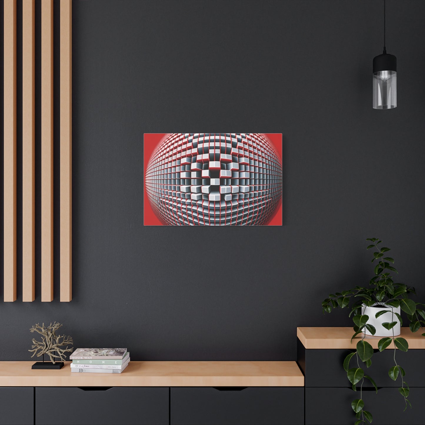 Red Geometric Sphere - Matte Canvas, Stretched, 1.25"