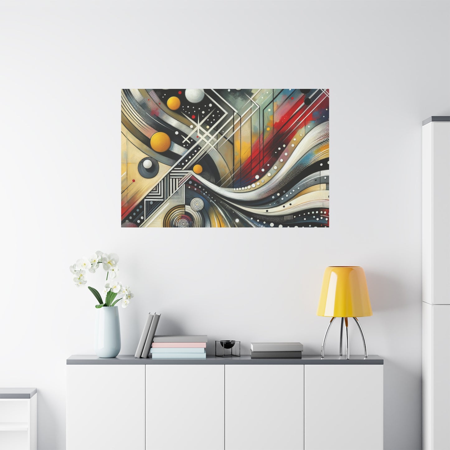 Stretched Matte Canvas, 1.25" - Vibrant Abstract Geometric Design