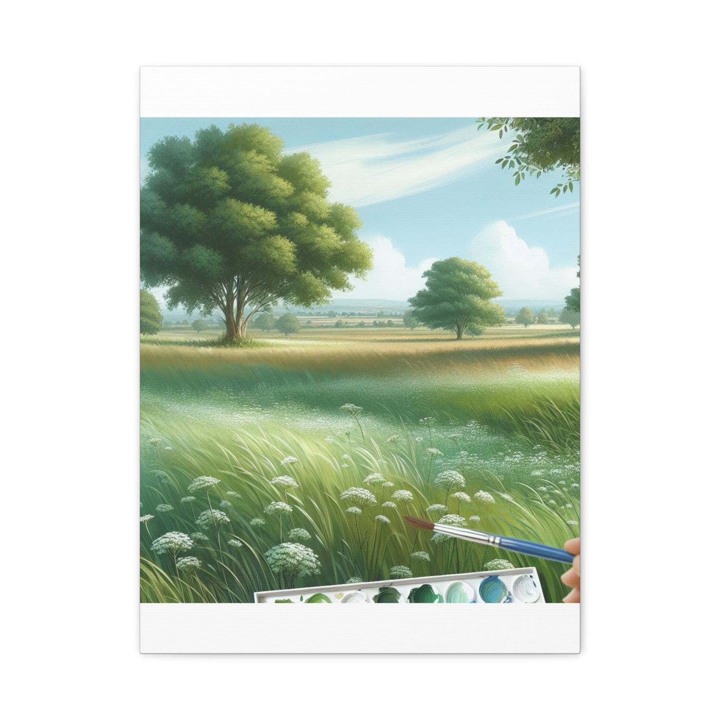 Matte Canvas, Stretched, 1.25" - Serene Green Landscape Painting