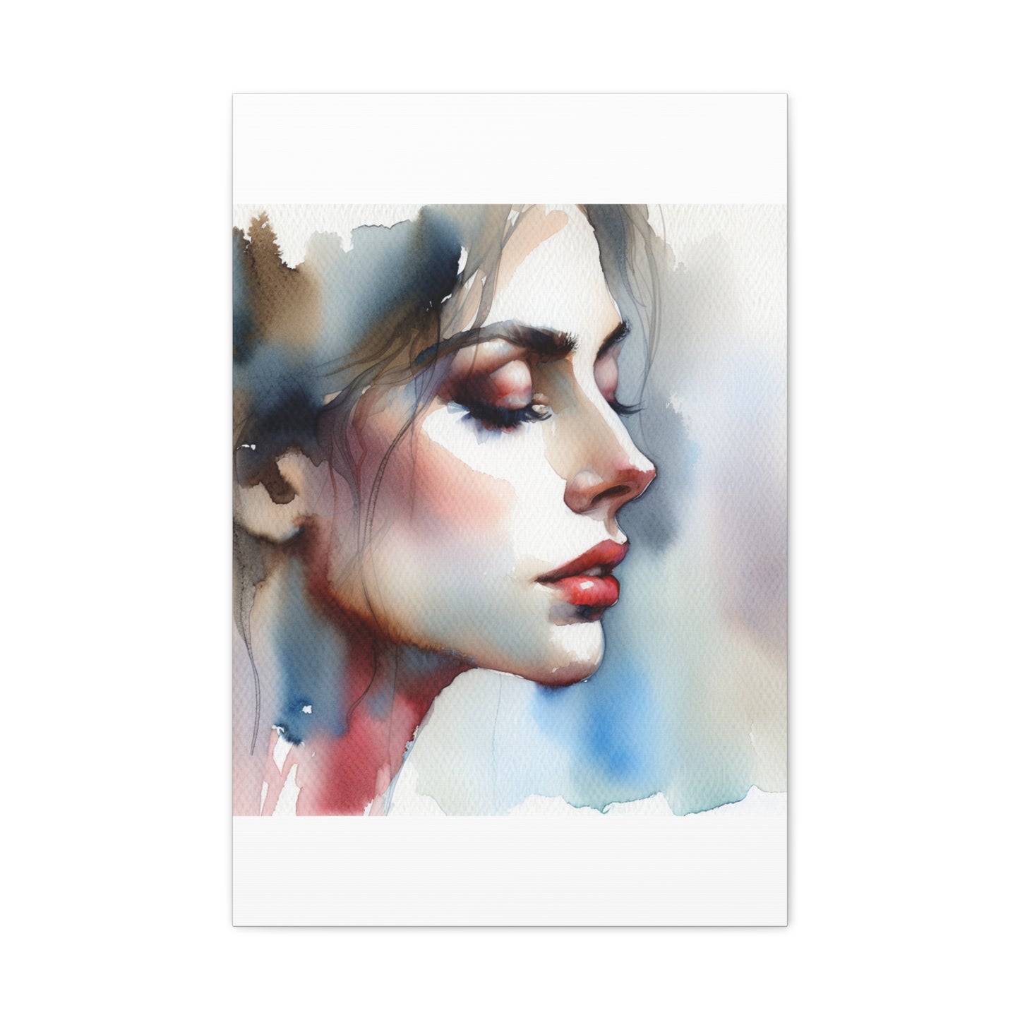 Matte Canvas 1.25" Stretched - Serene Watercolor Portrait