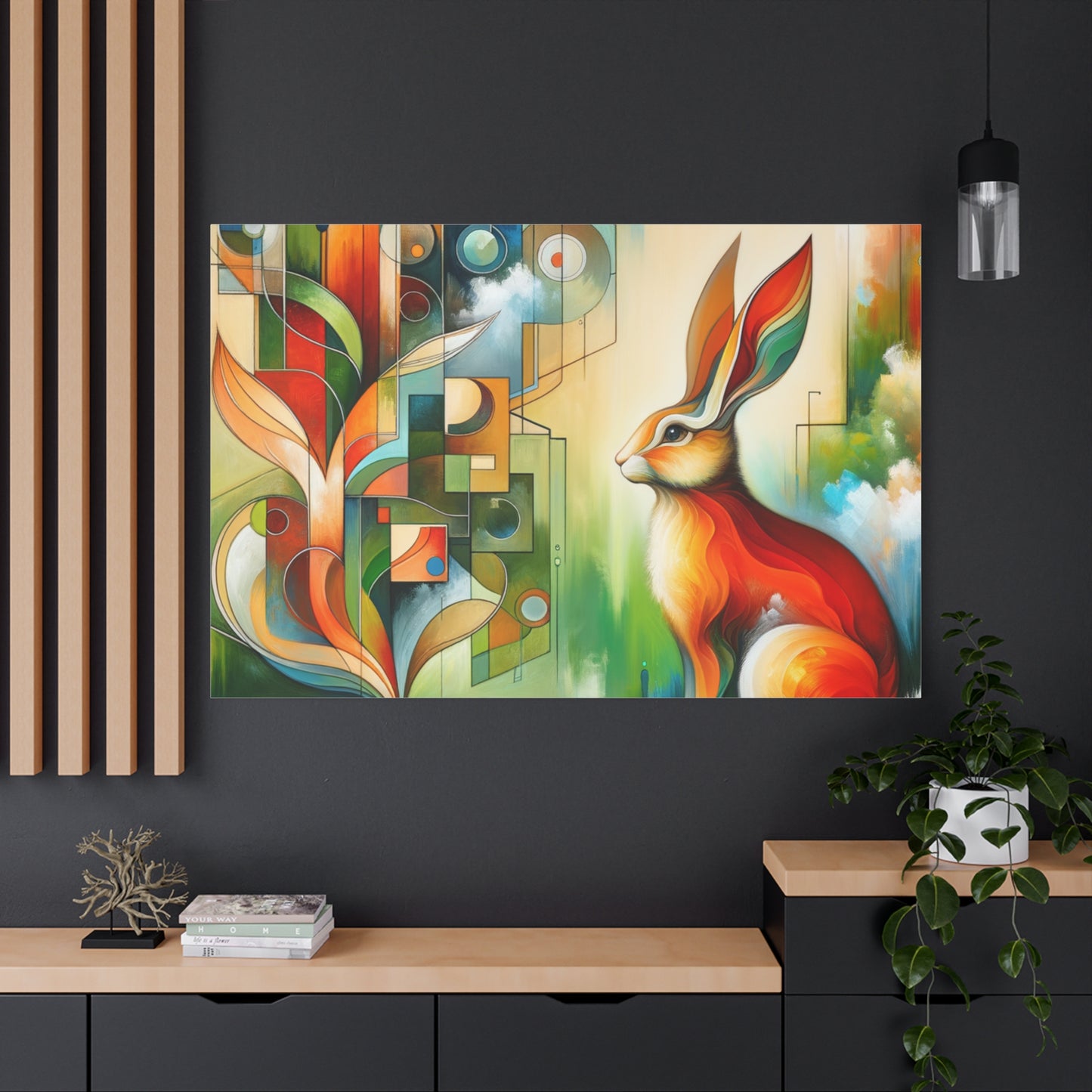 Geometric Rabbit Art - Matte Canvas, Stretched, 1.25"