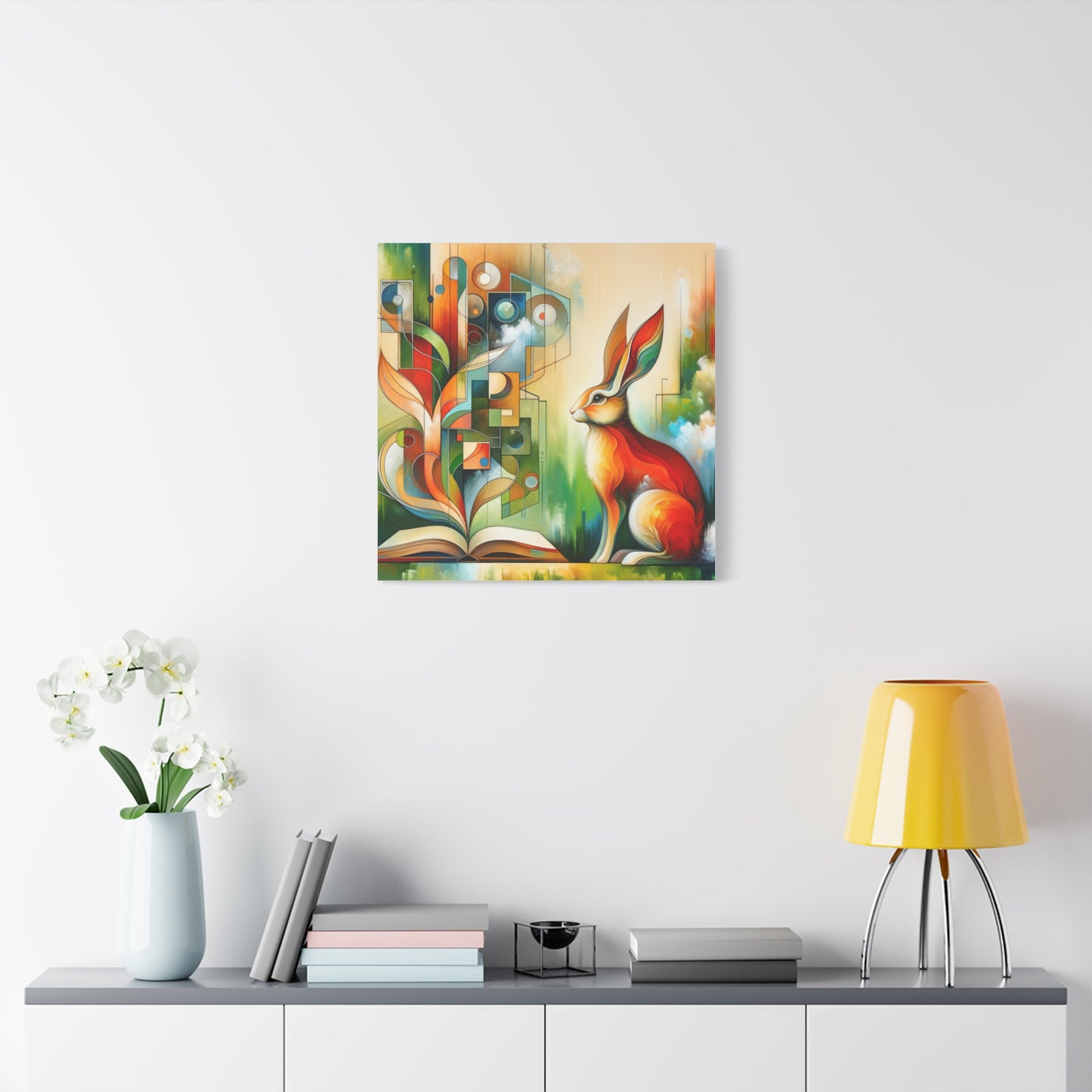 Geometric Rabbit Art - Matte Canvas, Stretched, 1.25"