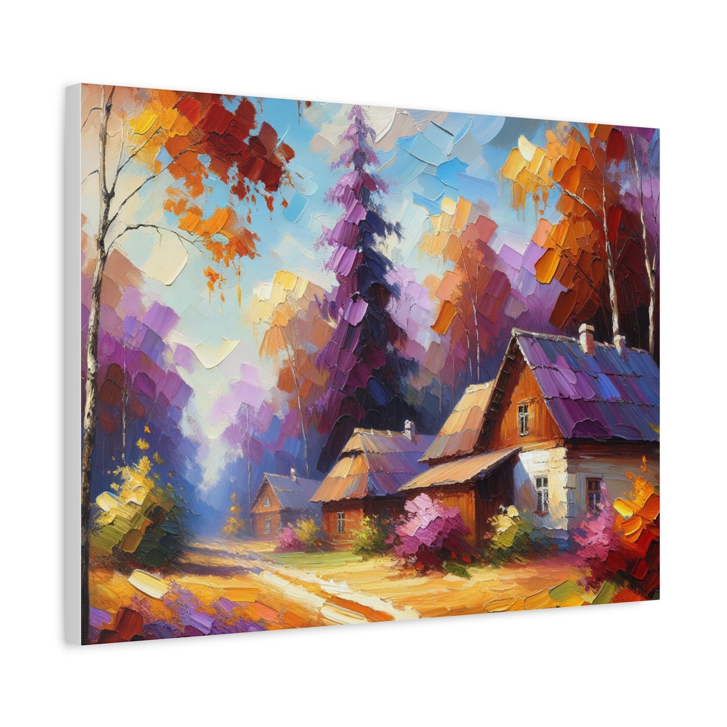 Autumn Cottage Scene - Matte Canvas, Stretched, 1.25"