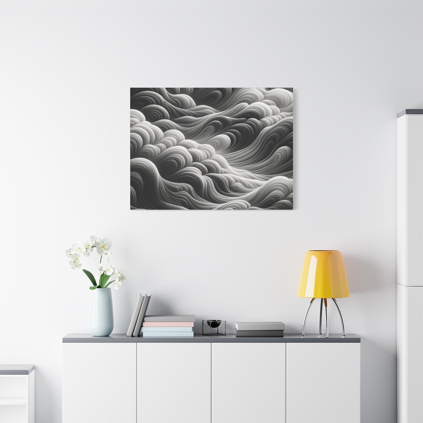 Monochrome Waves - Matte Canvas, Stretched, 1.25"