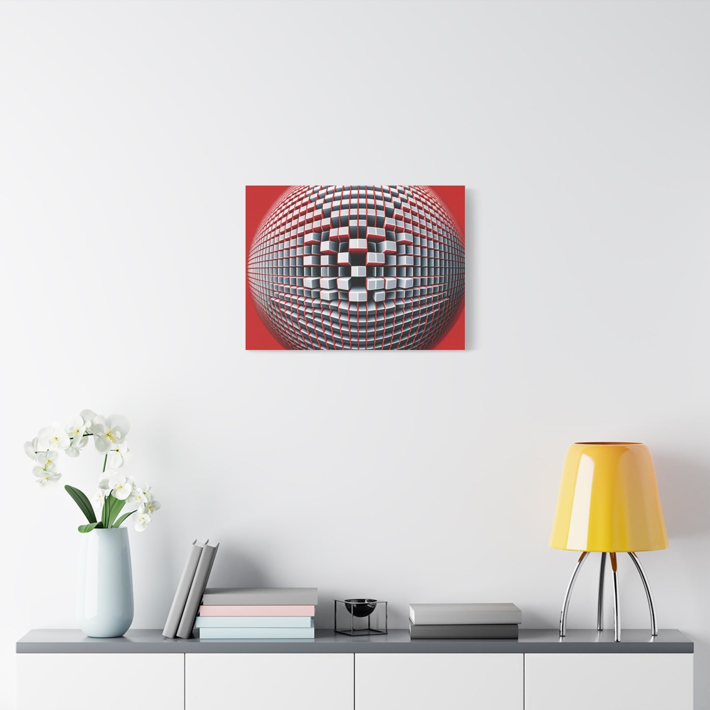 Red Geometric Sphere - Matte Canvas, Stretched, 1.25"