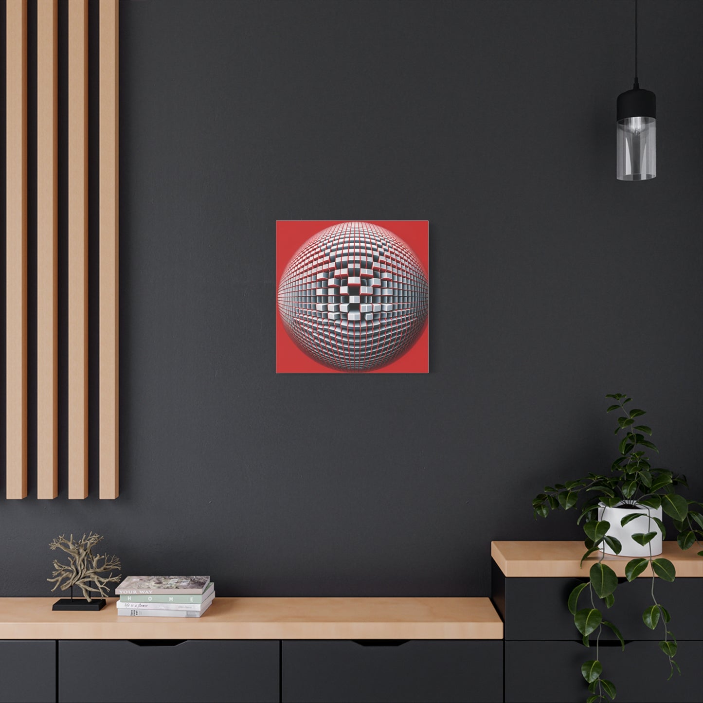 Red Geometric Sphere - Matte Canvas, Stretched, 1.25"