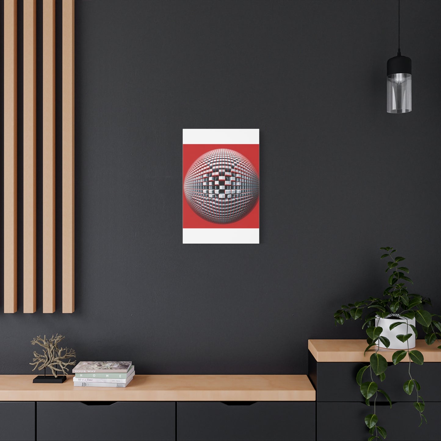 Red Geometric Sphere - Matte Canvas, Stretched, 1.25"