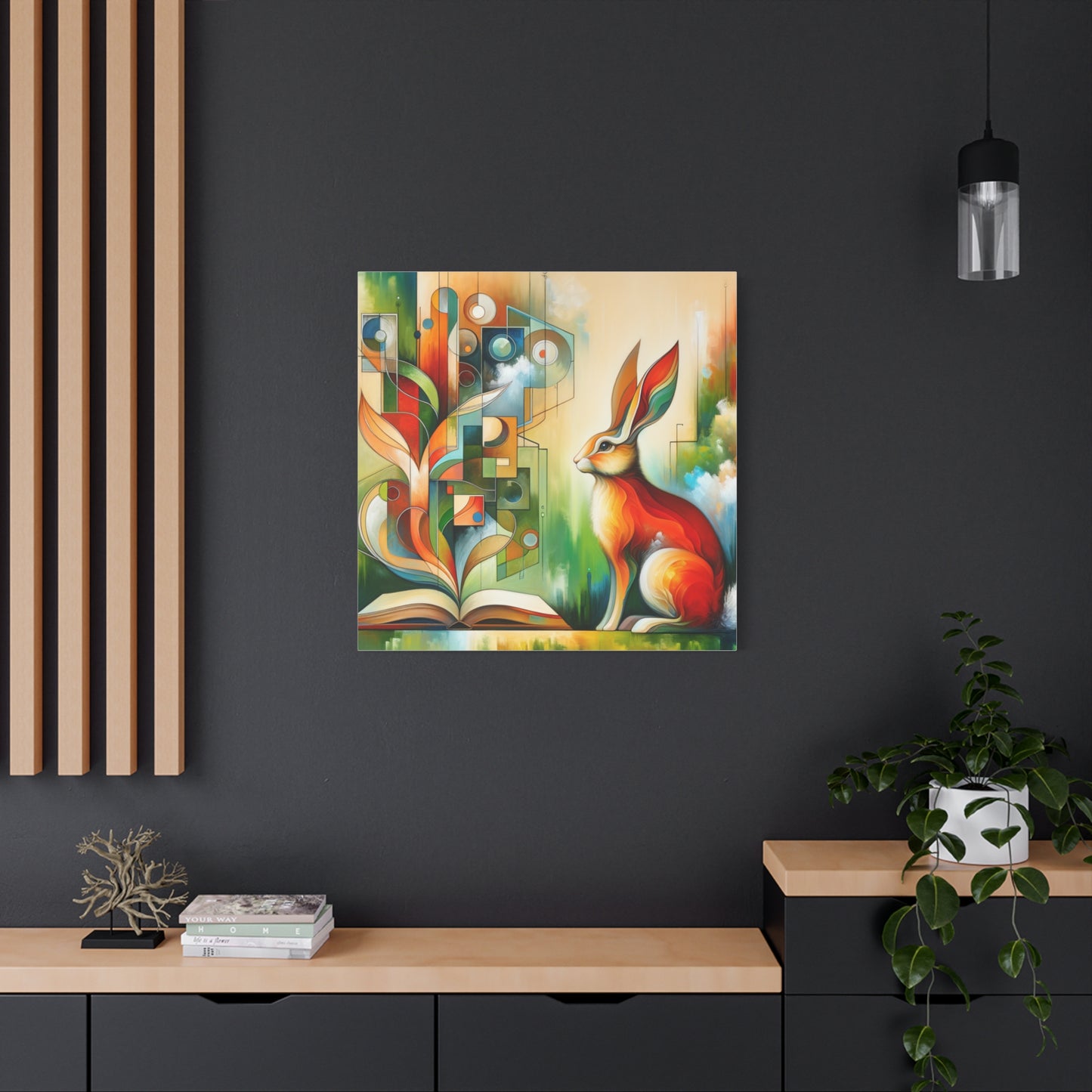 Geometric Rabbit Art - Matte Canvas, Stretched, 1.25"