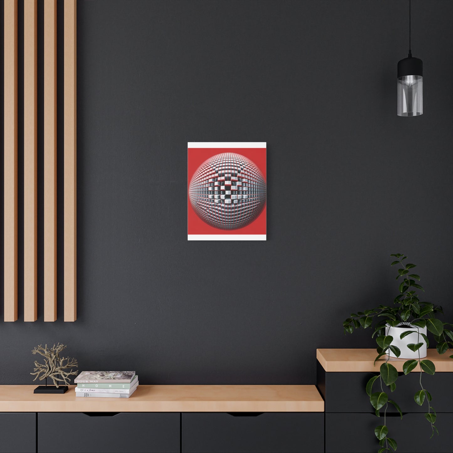 Red Geometric Sphere - Matte Canvas, Stretched, 1.25"