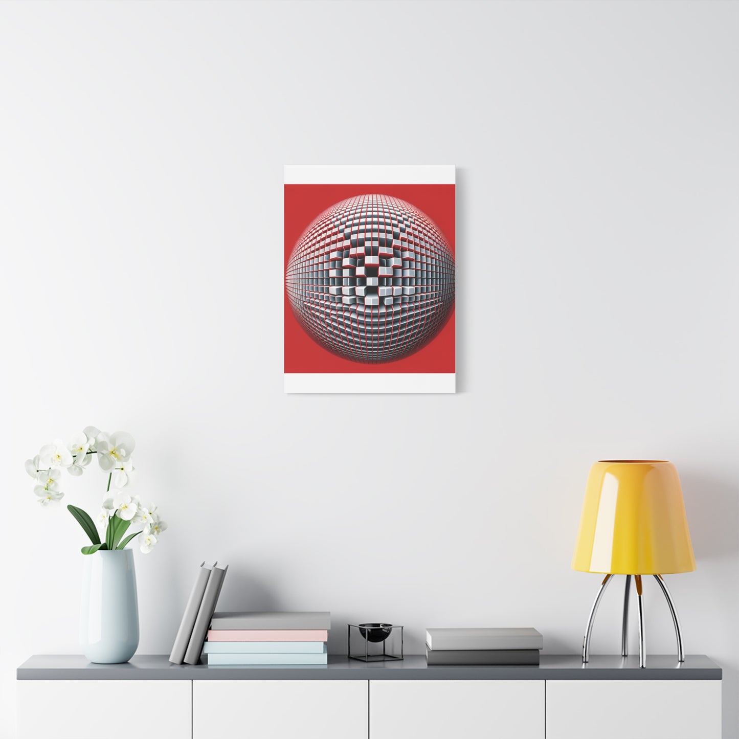 Red Geometric Sphere - Matte Canvas, Stretched, 1.25"