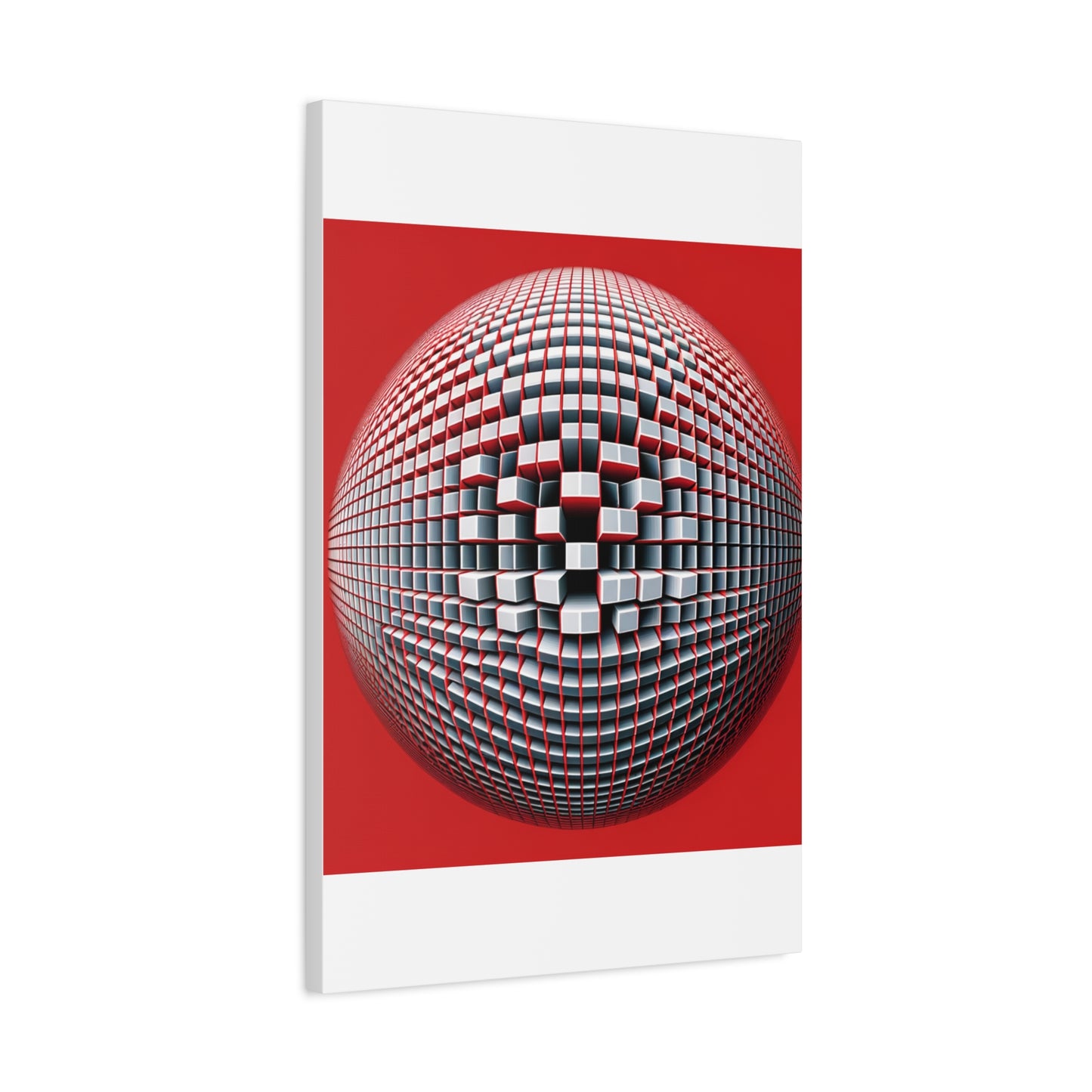 Red Geometric Sphere - Matte Canvas, Stretched, 1.25"