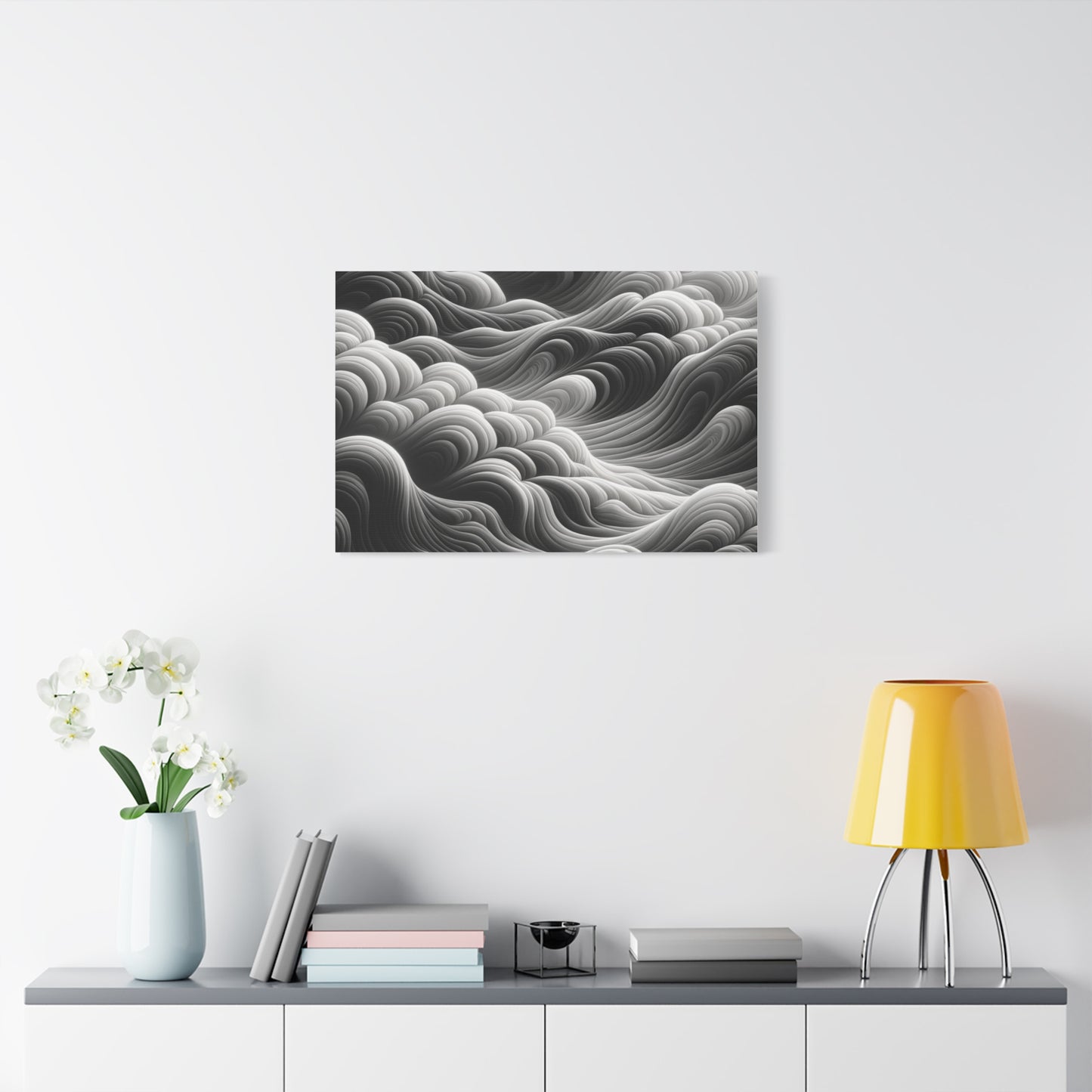 Monochrome Waves - Matte Canvas, Stretched, 1.25"