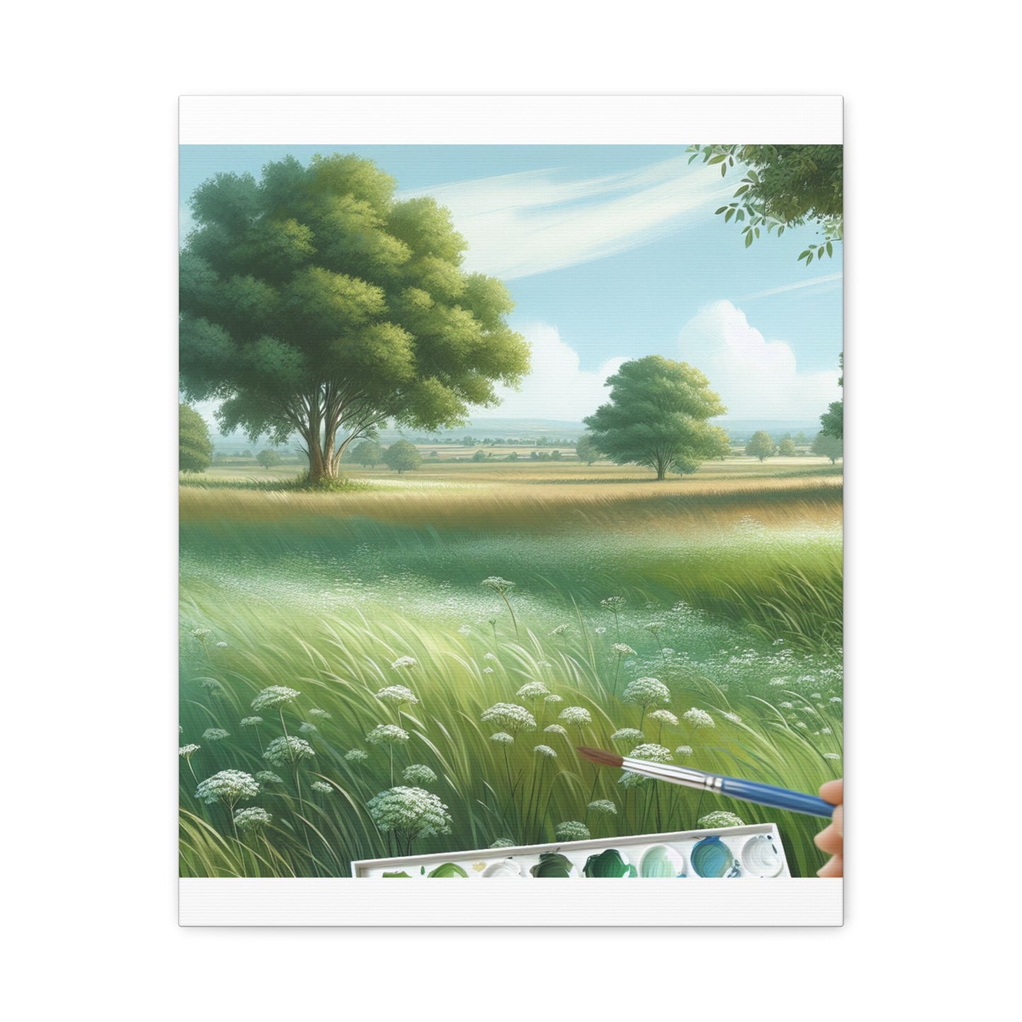 Matte Canvas, Stretched, 1.25" - Serene Green Landscape Painting