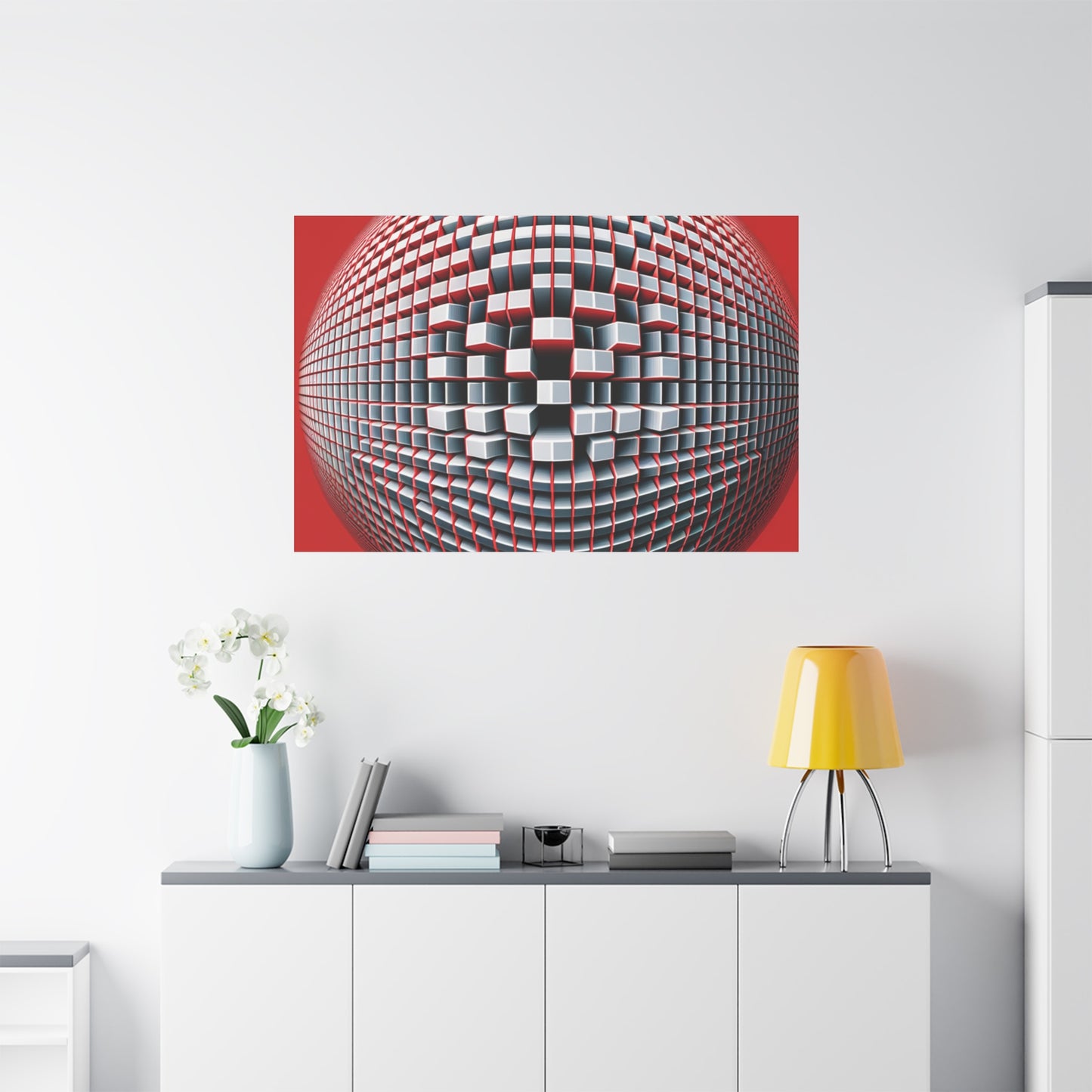 Red Geometric Sphere - Matte Canvas, Stretched, 1.25"