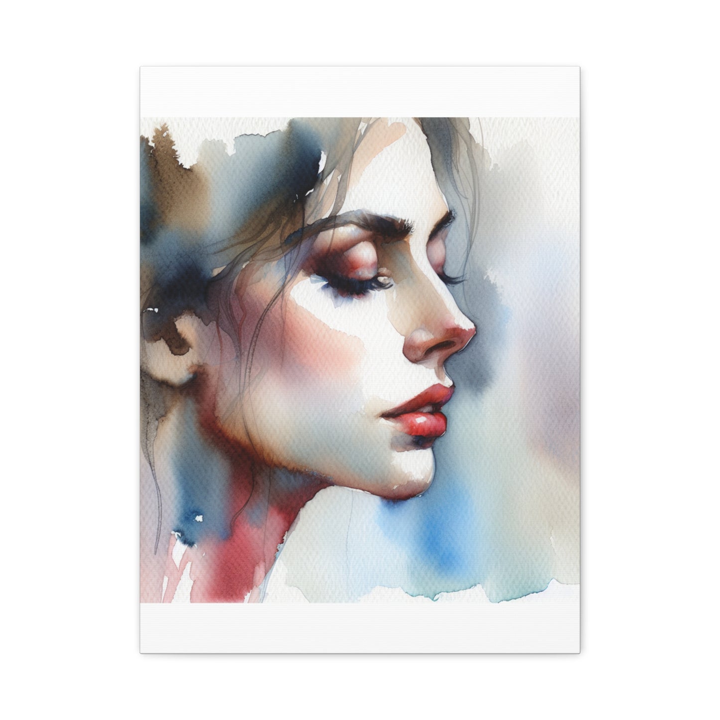 Matte Canvas 1.25" Stretched - Serene Watercolor Portrait