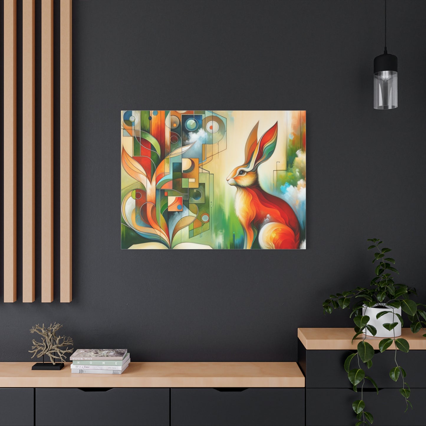 Geometric Rabbit Art - Matte Canvas, Stretched, 1.25"