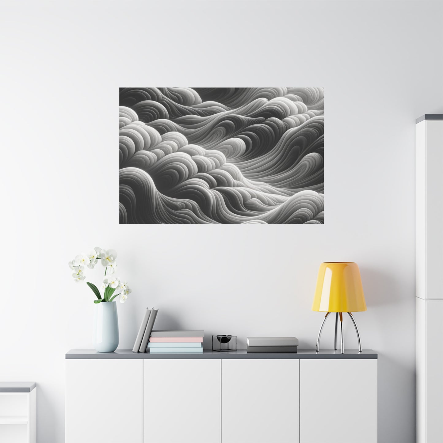 Monochrome Waves - Matte Canvas, Stretched, 1.25"