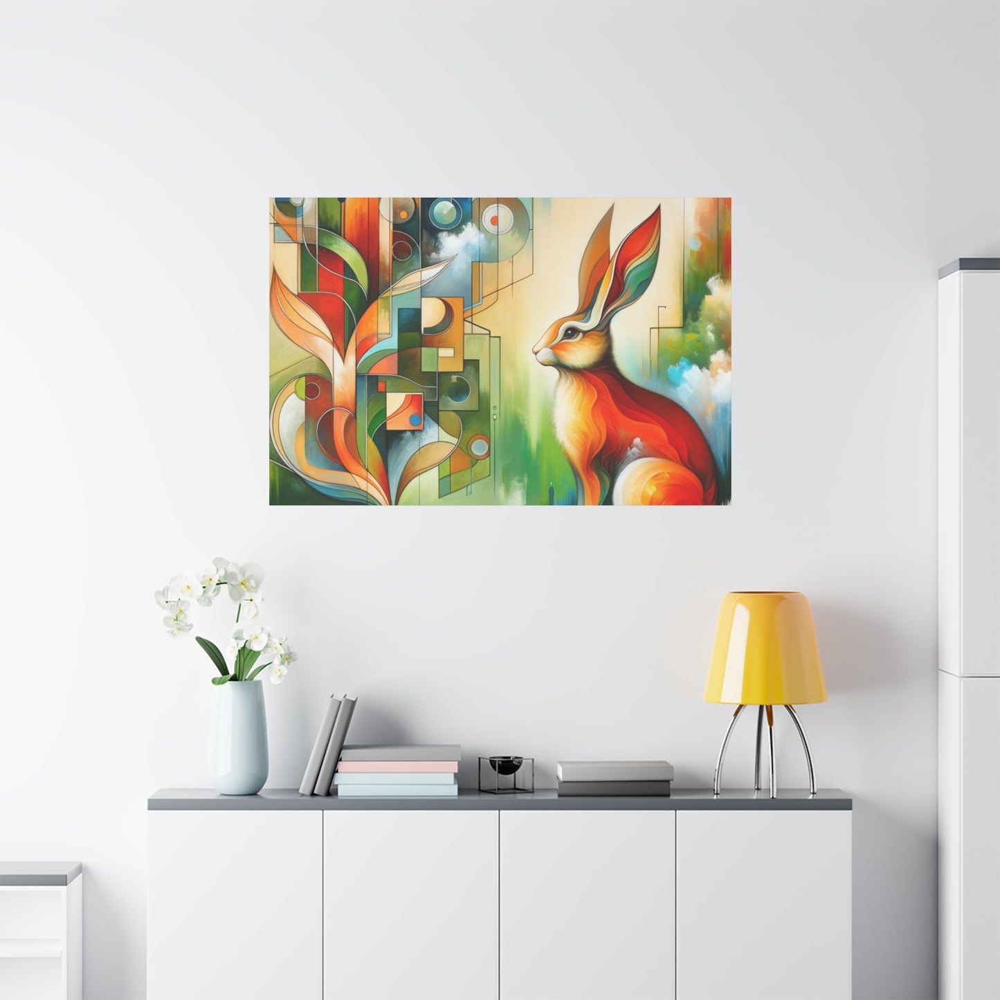 Geometric Rabbit Art - Matte Canvas, Stretched, 1.25"