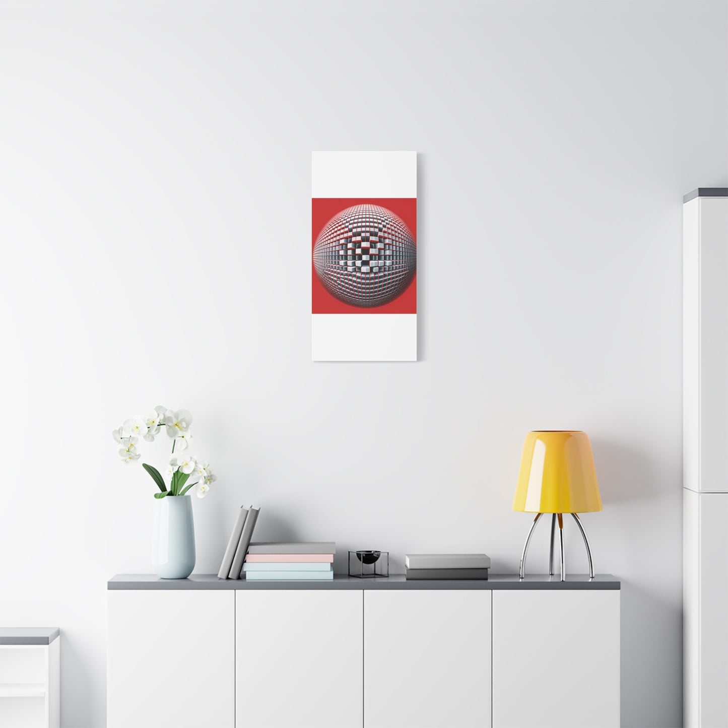 Red Geometric Sphere - Matte Canvas, Stretched, 1.25"