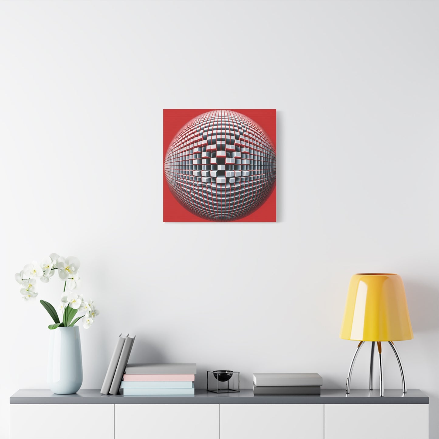 Red Geometric Sphere - Matte Canvas, Stretched, 1.25"