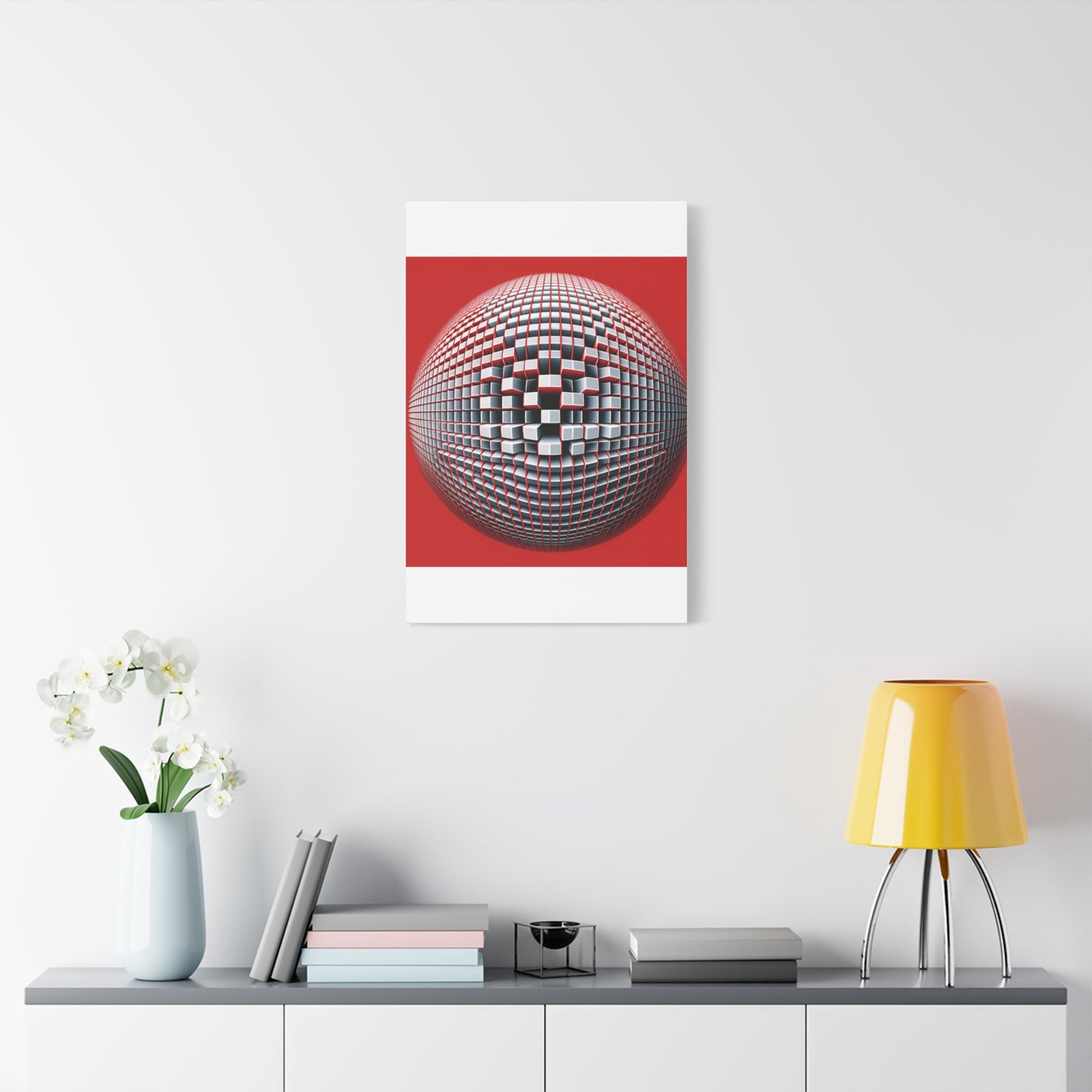 Red Geometric Sphere - Matte Canvas, Stretched, 1.25"