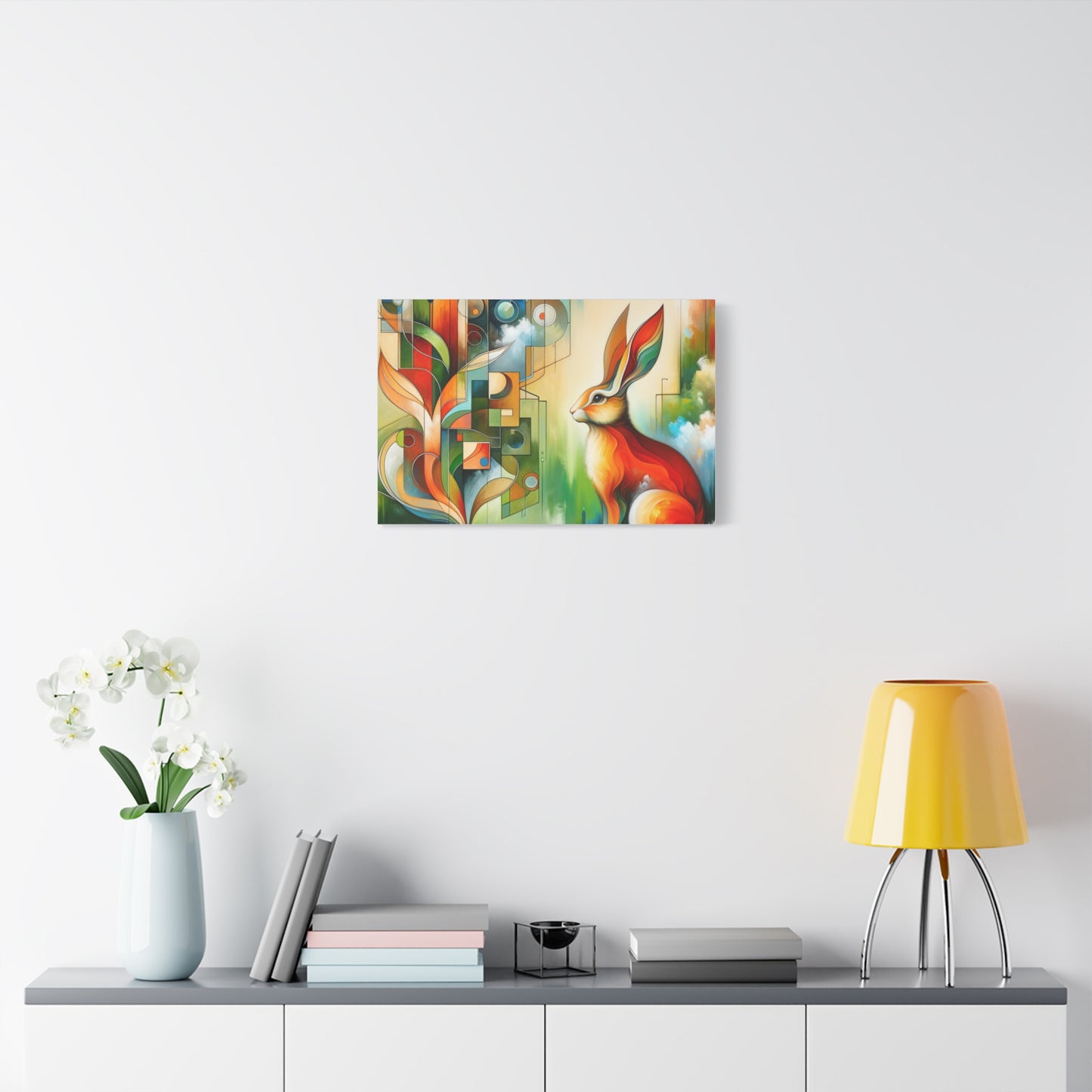 Geometric Rabbit Art - Matte Canvas, Stretched, 1.25"