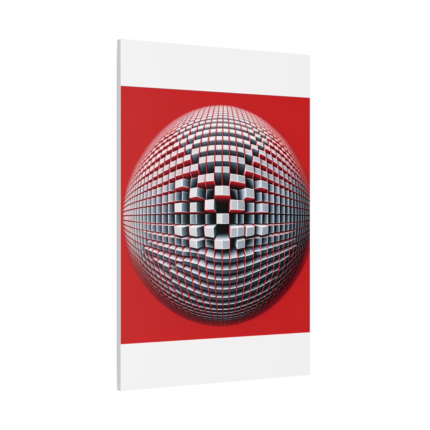 Red Geometric Sphere - Matte Canvas, Stretched, 1.25"