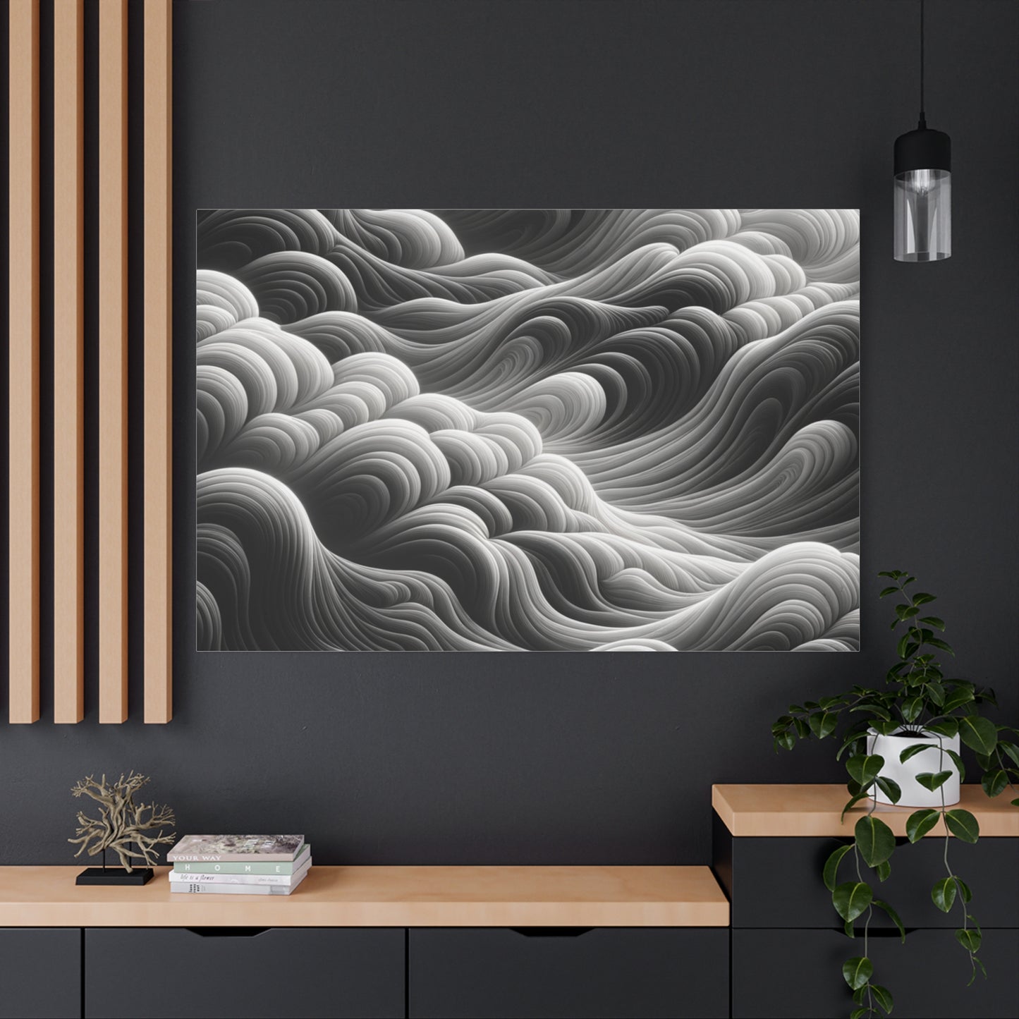 Monochrome Waves - Matte Canvas, Stretched, 1.25"