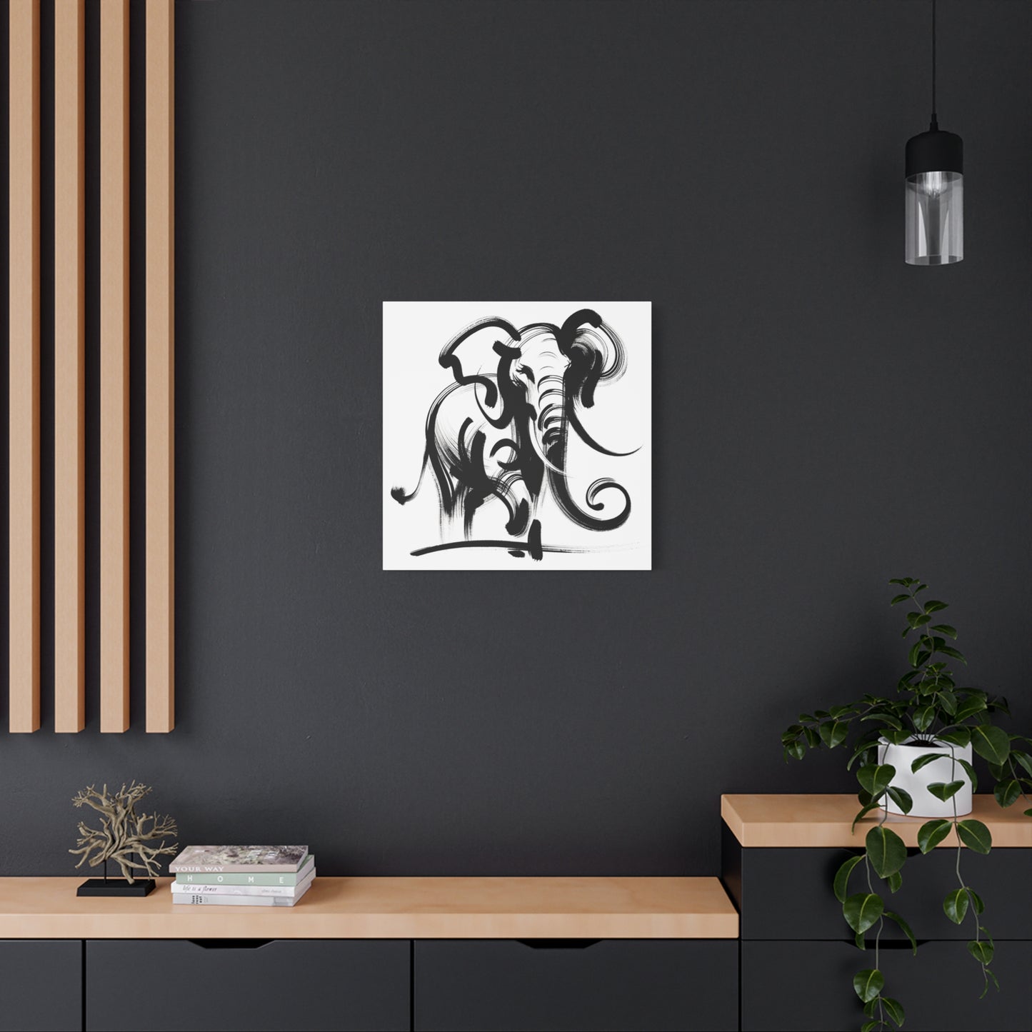 Elephant Ink Art - Matte Canvas, Stretched, 1.25"