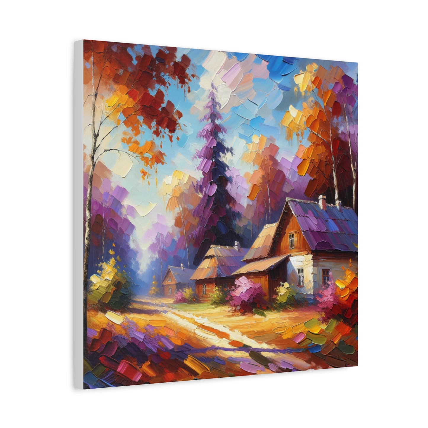 Autumn Cottage Scene - Matte Canvas, Stretched, 1.25"