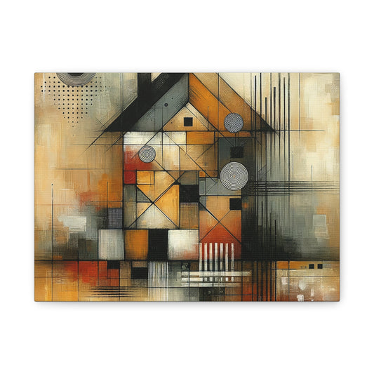 Abstract Geometric House - Matte Canvas, Stretched, 1.25"