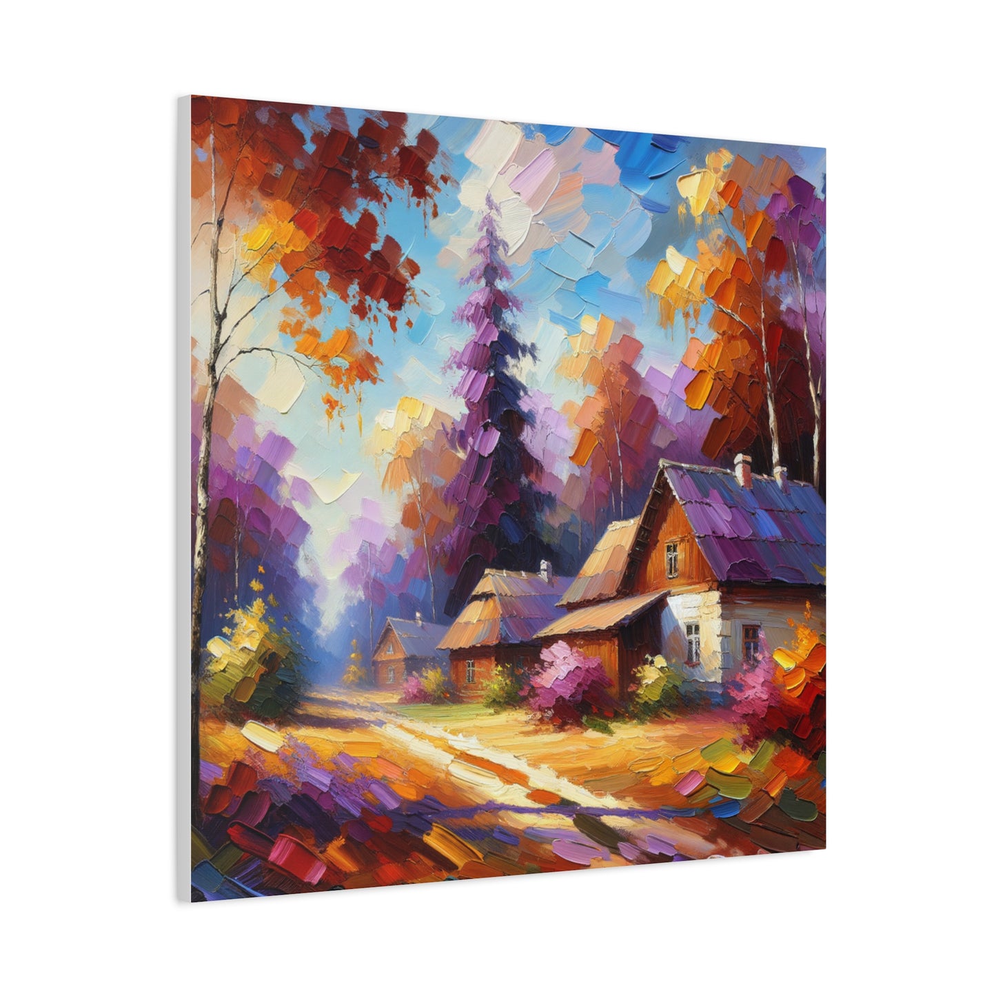 Autumn Cottage Scene - Matte Canvas, Stretched, 1.25"