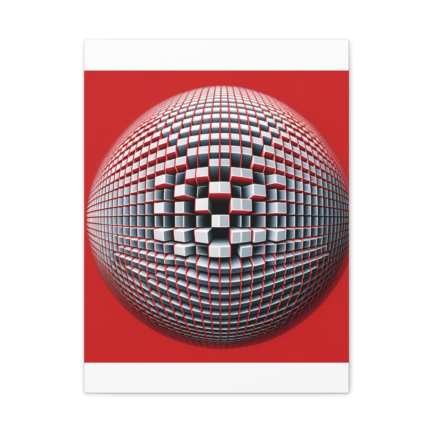 Red Geometric Sphere - Matte Canvas, Stretched, 1.25"