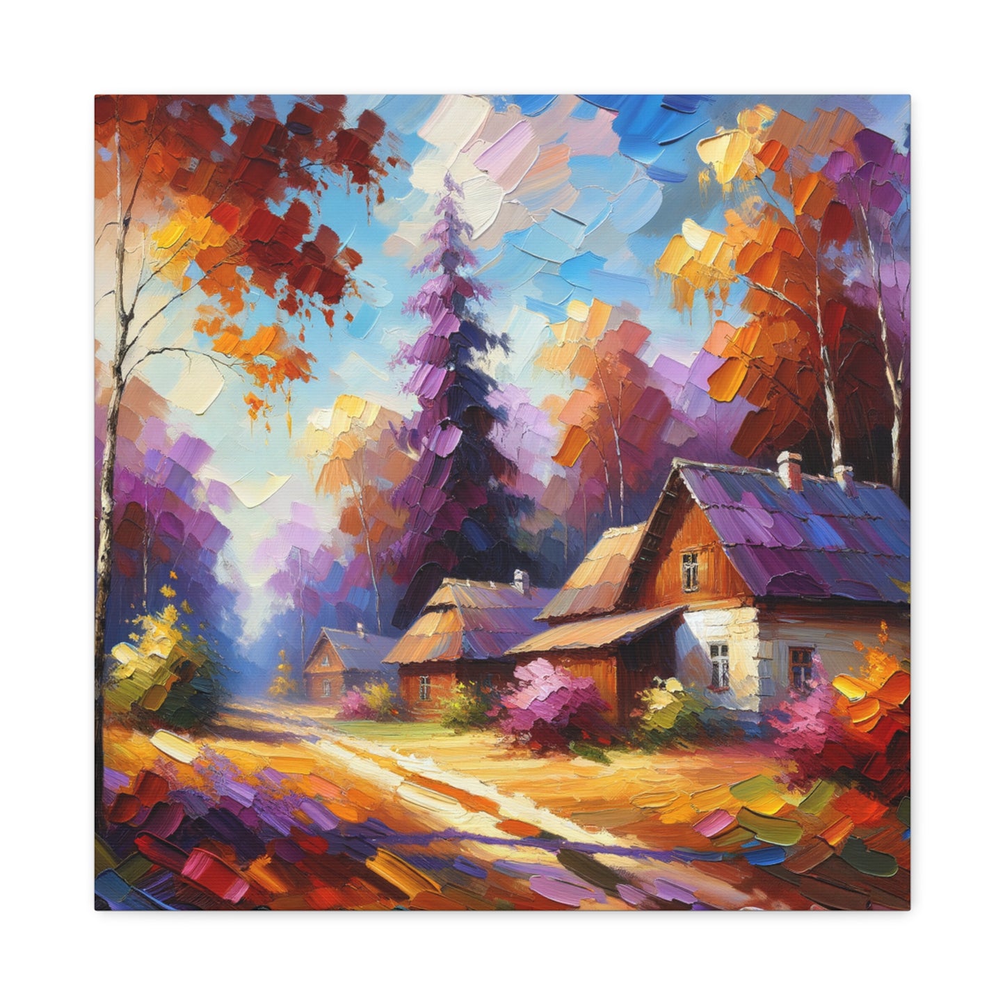 Autumn Cottage Scene - Matte Canvas, Stretched, 1.25"