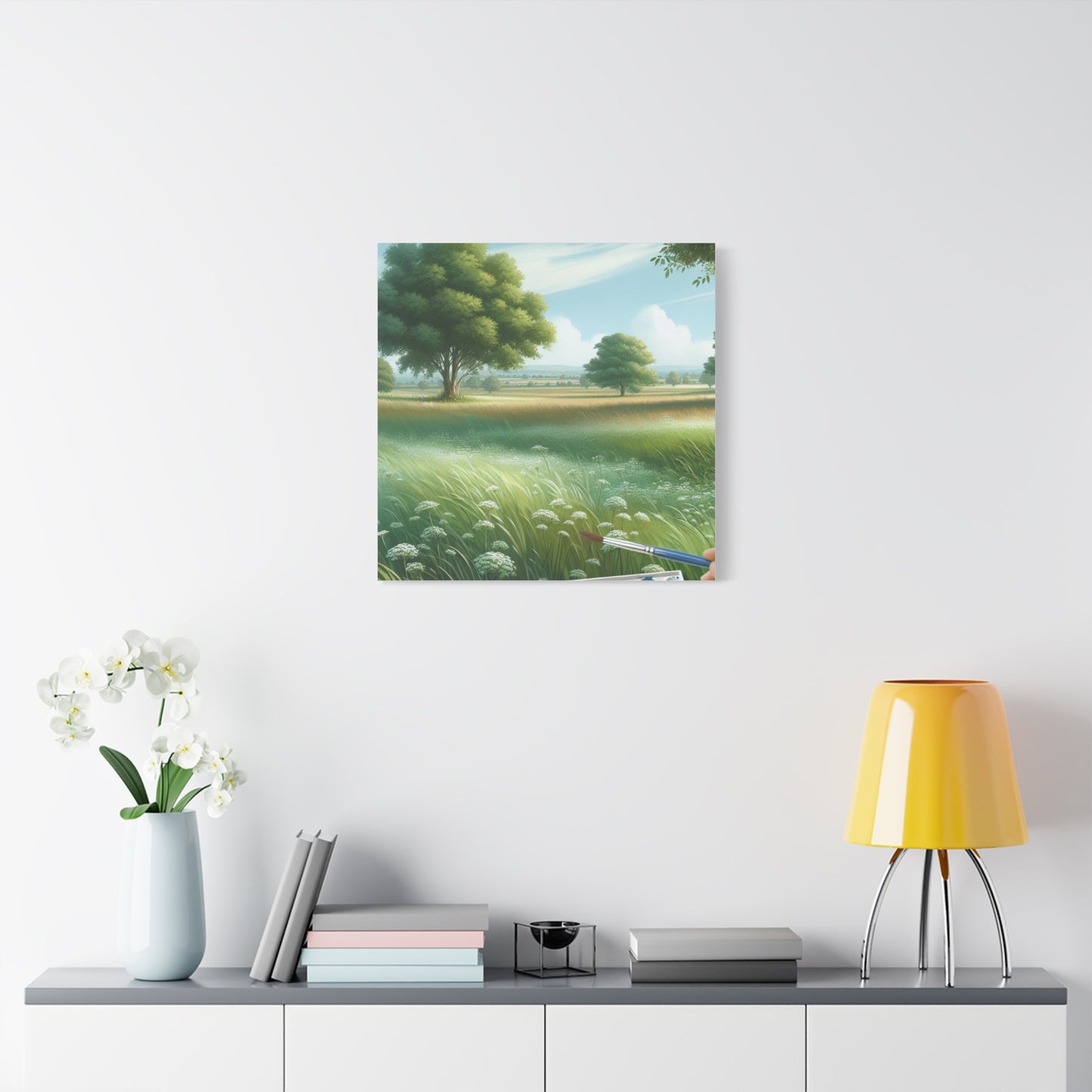 Matte Canvas, Stretched, 1.25" - Serene Green Landscape Painting