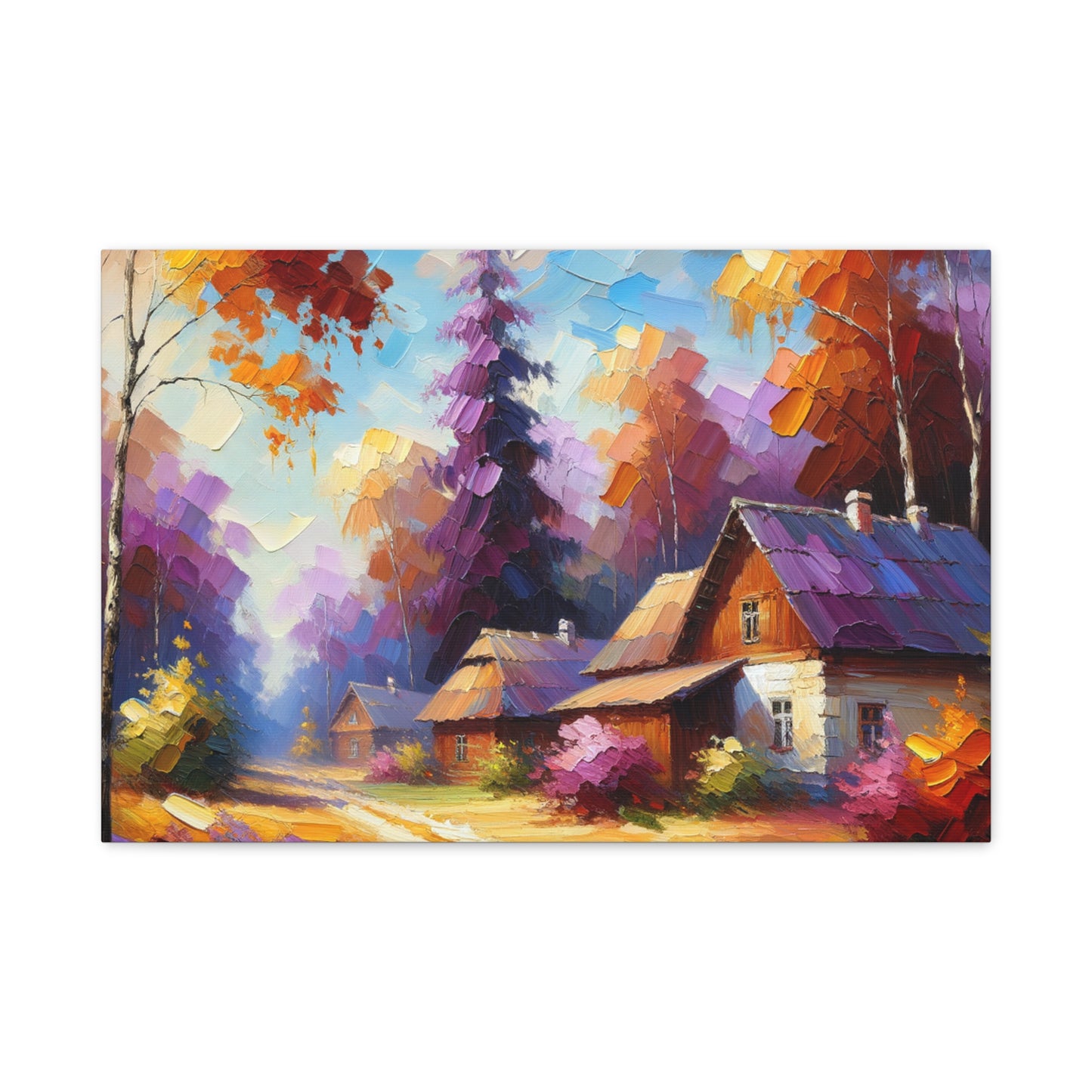 Autumn Cottage Scene - Matte Canvas, Stretched, 1.25"