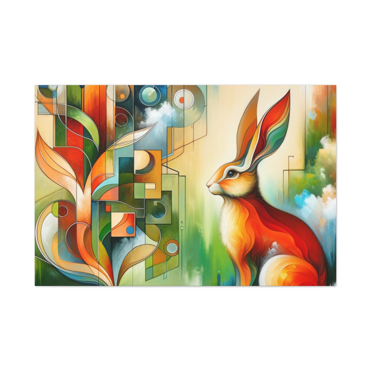 Geometric Rabbit Art - Matte Canvas, Stretched, 1.25"