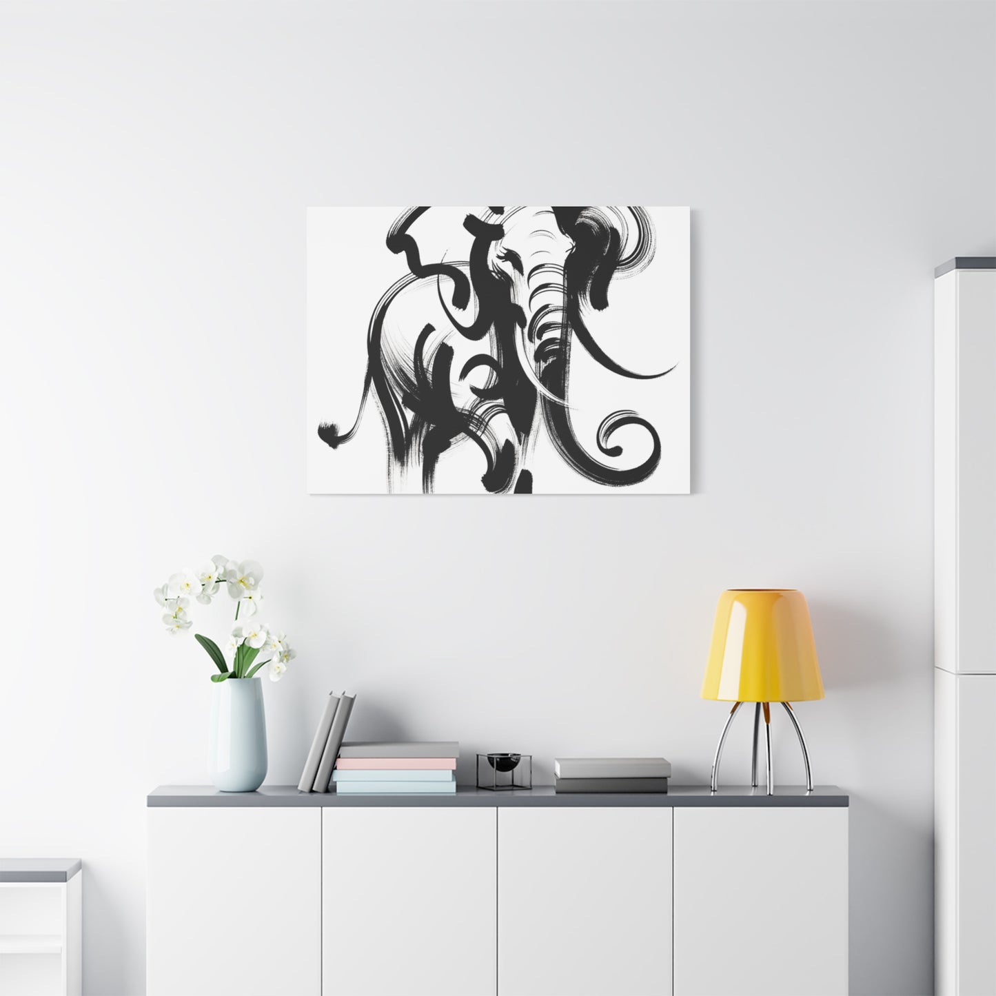 Elephant Ink Art - Matte Canvas, Stretched, 1.25"