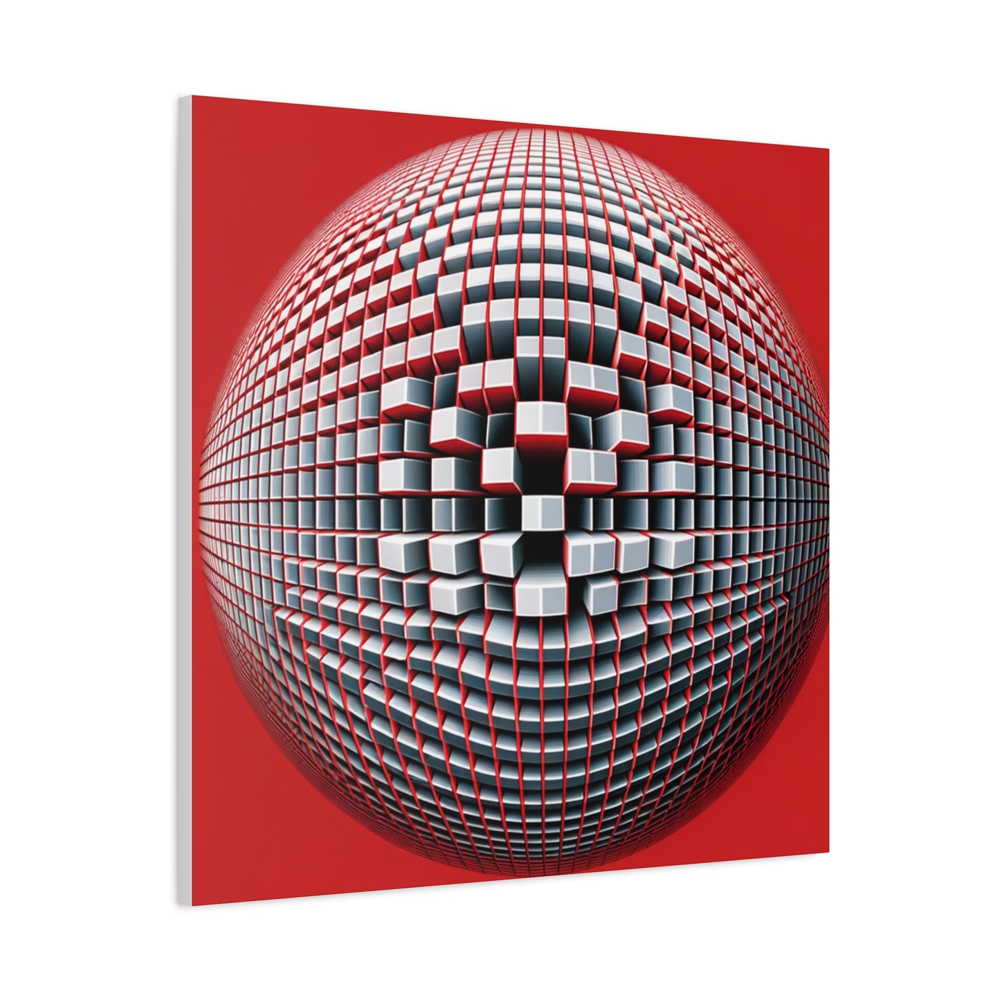 Red Geometric Sphere - Matte Canvas, Stretched, 1.25"